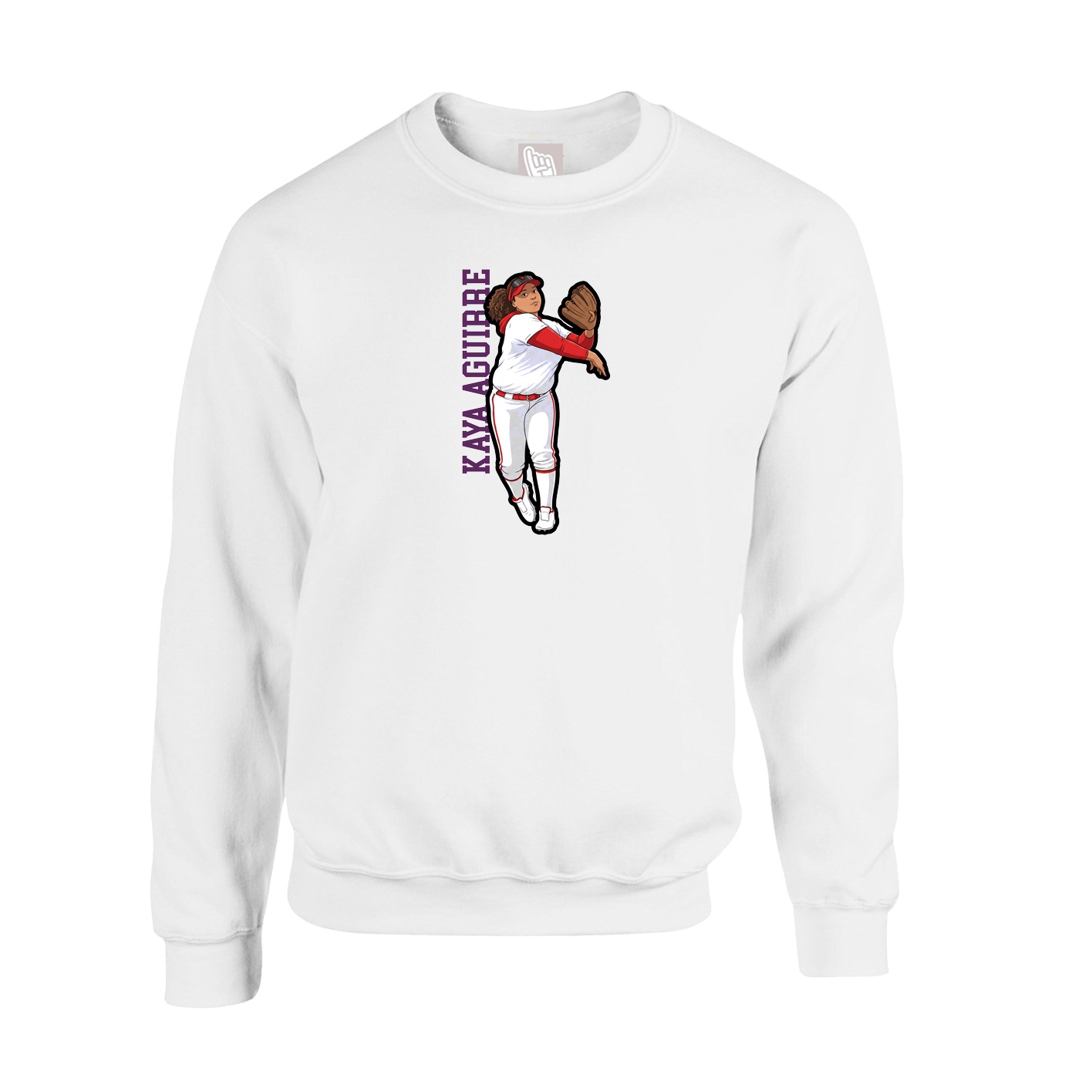 Fleece Crew — Name Vertical in White