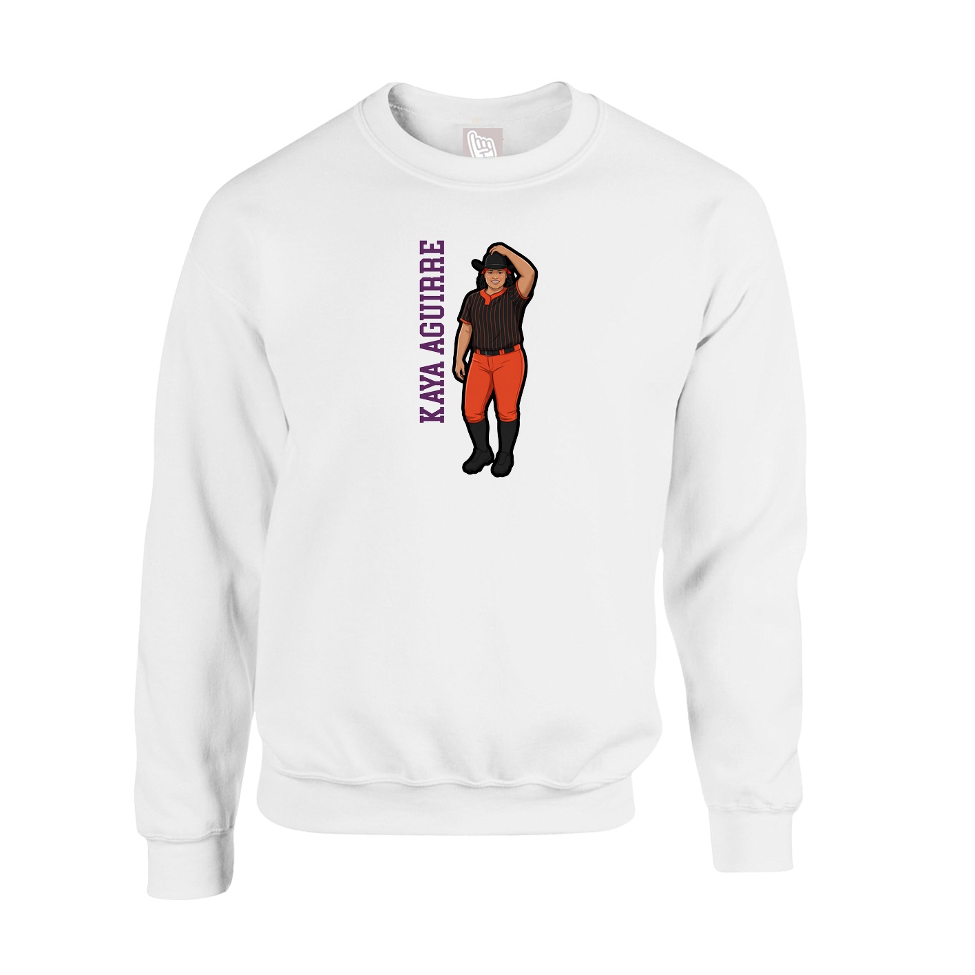 Fleece Crew — Name Vertical in White