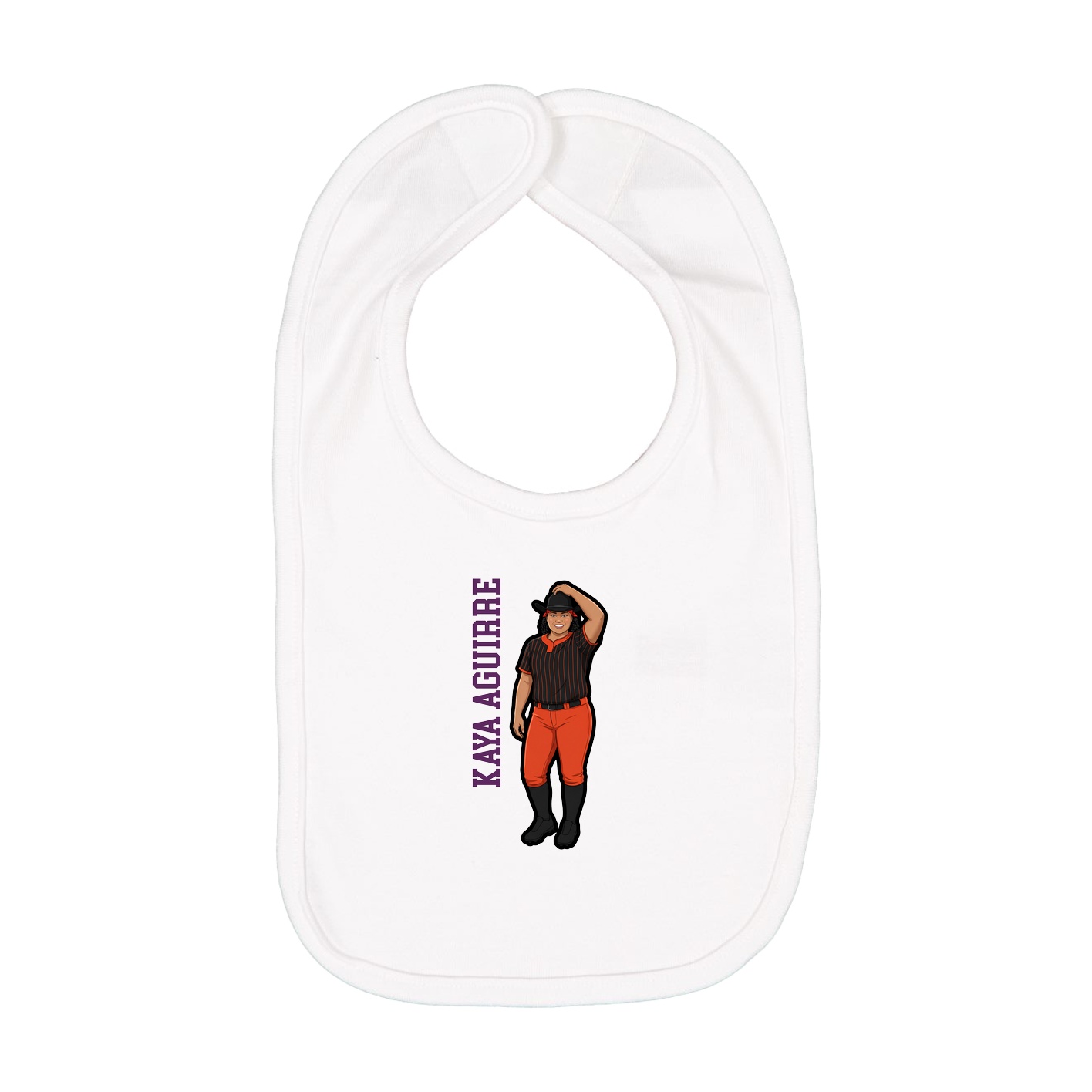 Infant Bib — Name Vertical in White