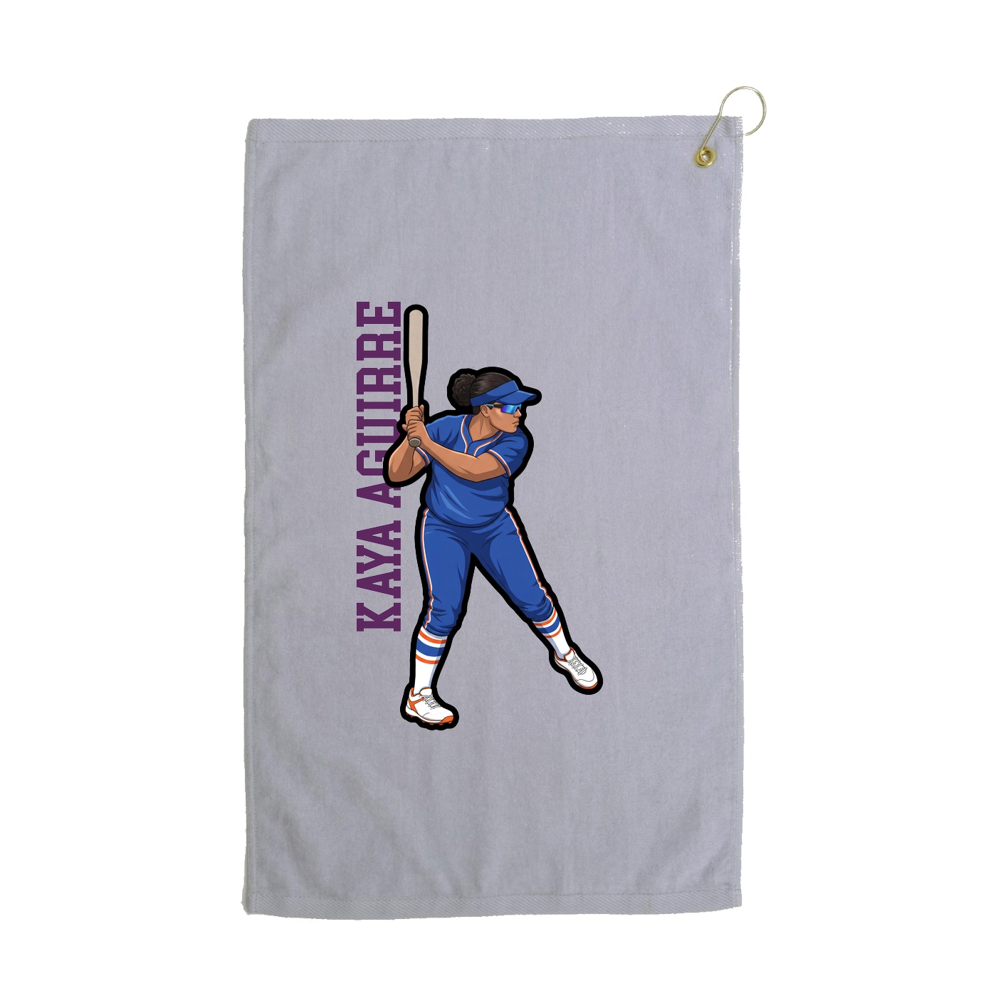 Golf Towel — Name Vertical in Grey