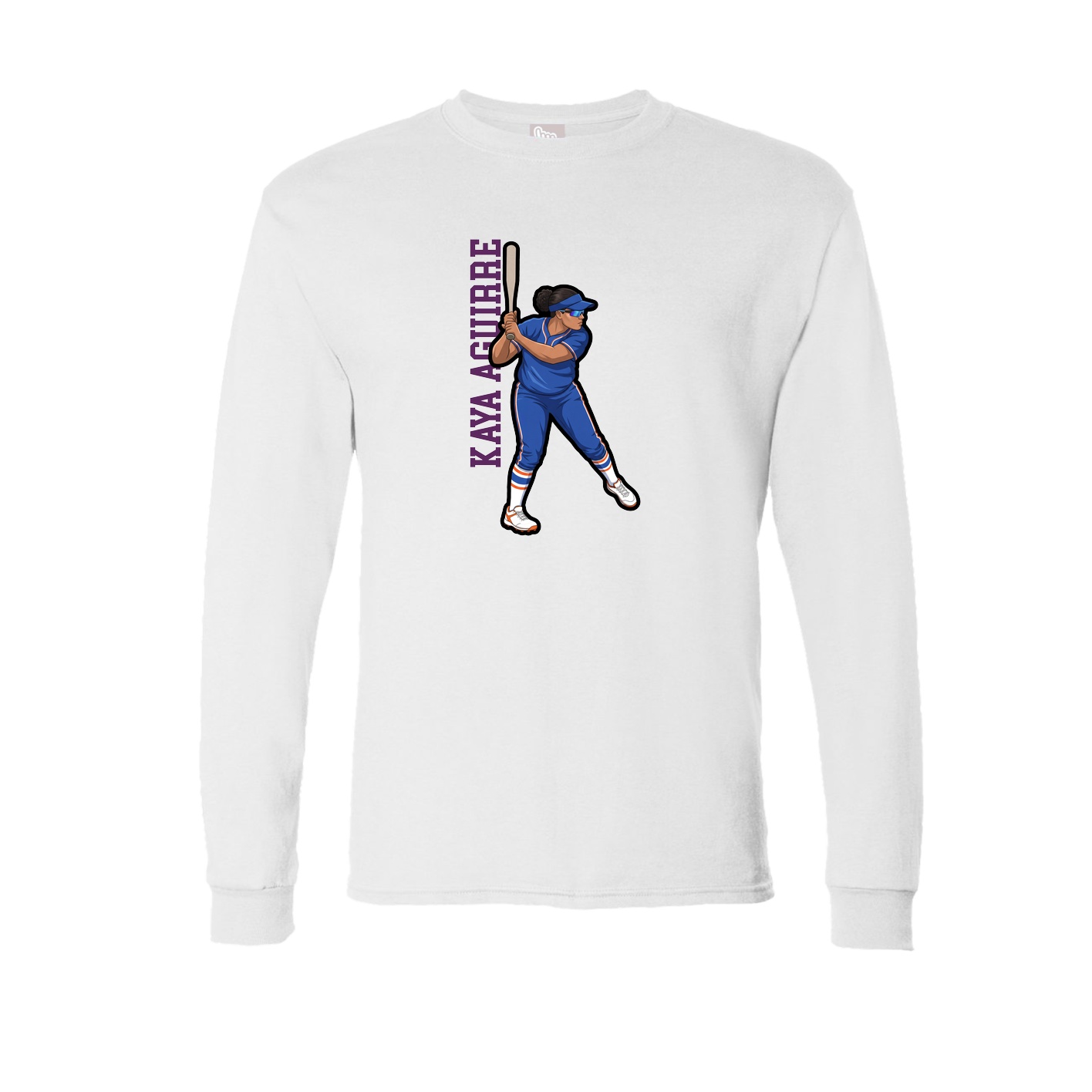Long Sleeve Tee — Name Vertical in White