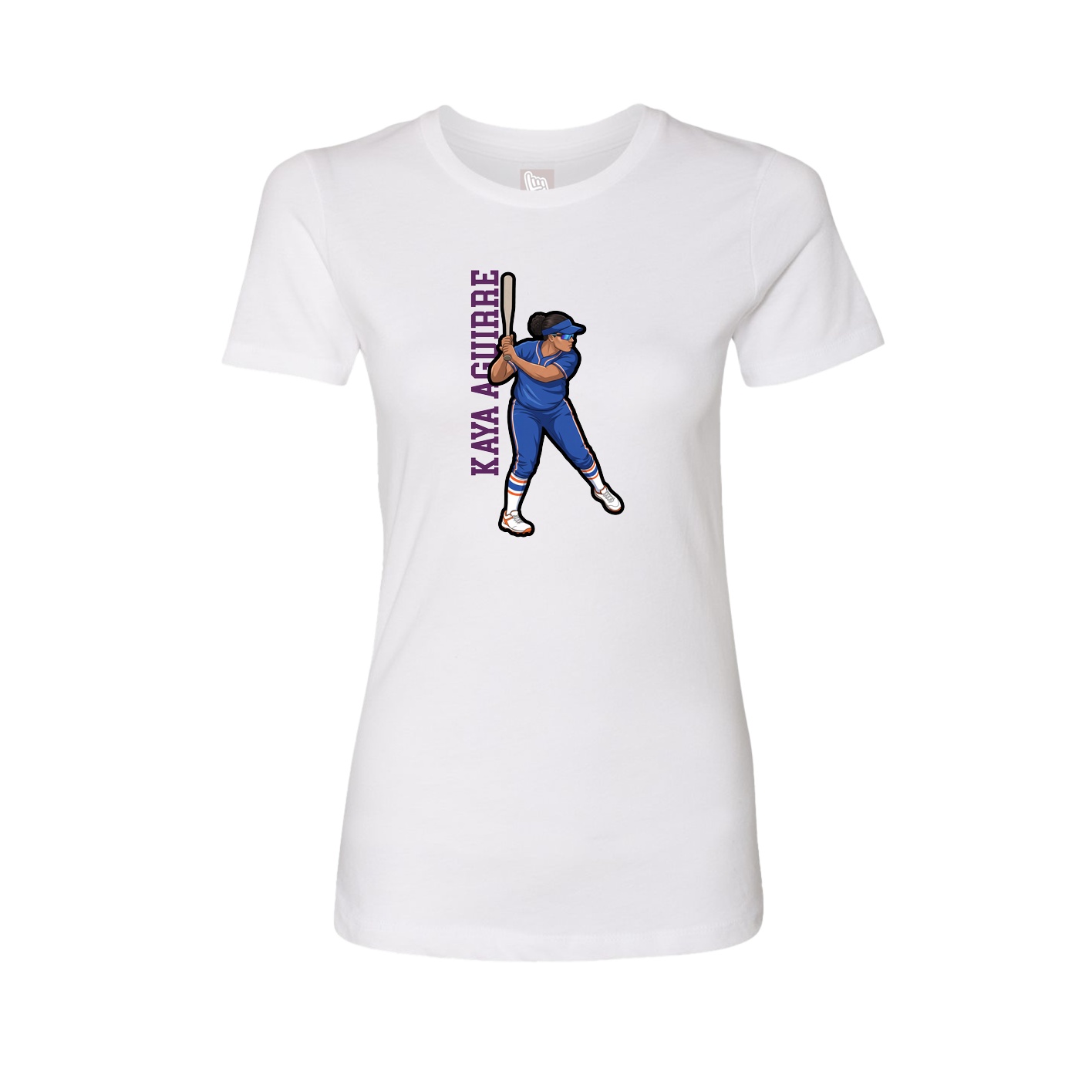 Fitted Women's Tee — Name Vertical in White