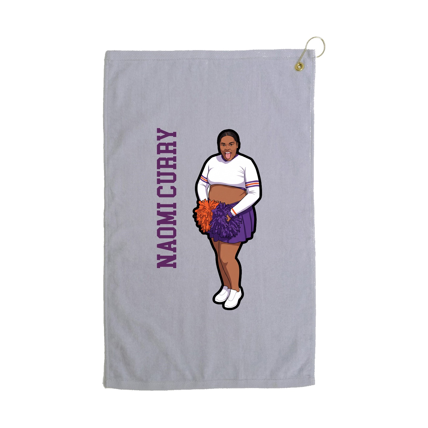 Golf Towel — Name Vertical in Grey
