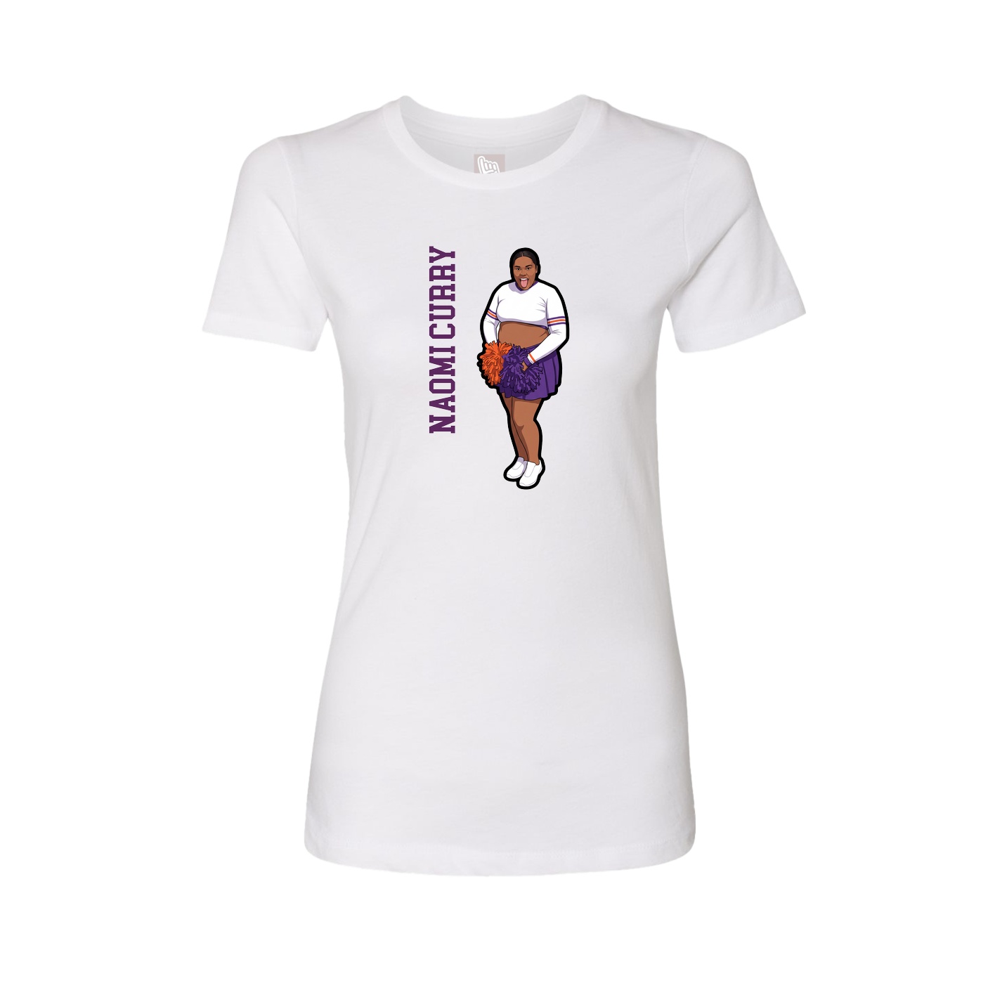 Fitted Women's Tee — Name Vertical in White
