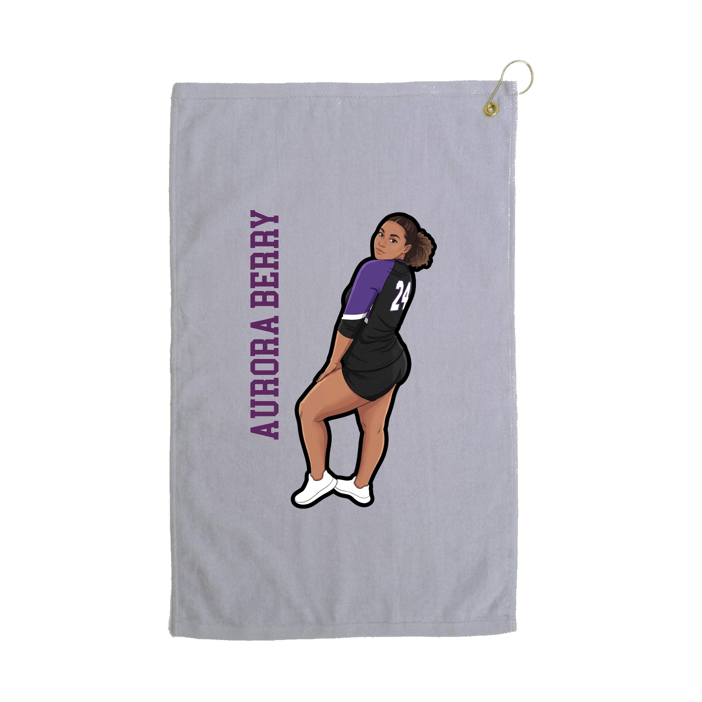 Golf Towel — Name Vertical in Grey