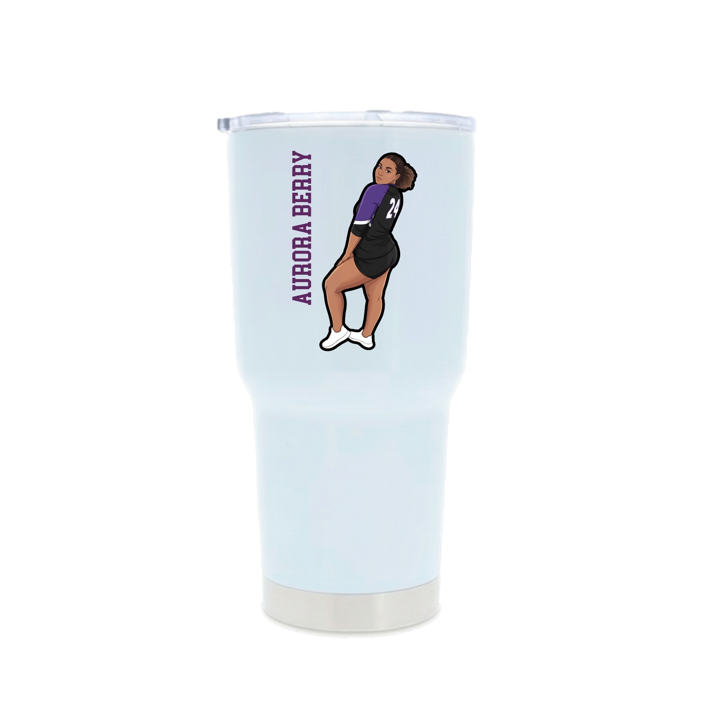 30oz Stainless Steel Tumbler — Name Vertical in White