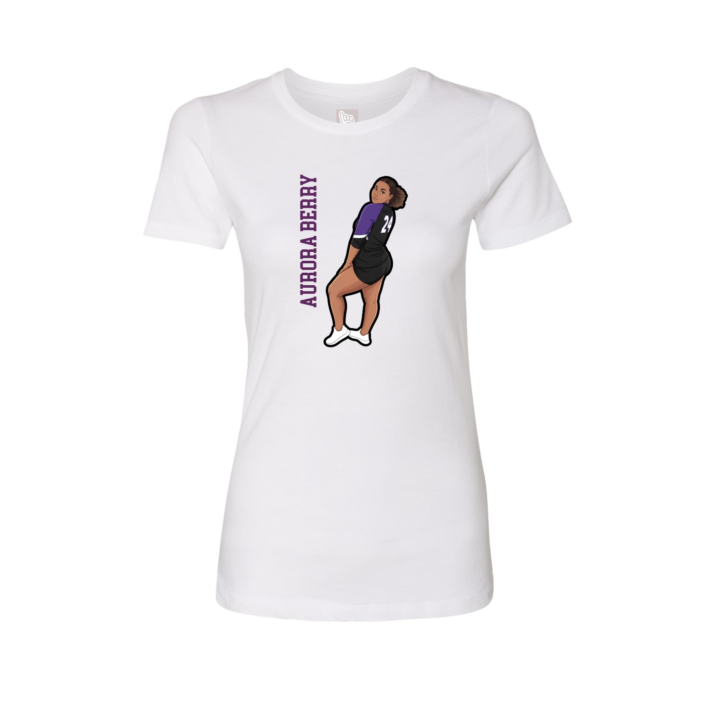 Fitted Women's Tee — Name Vertical in White