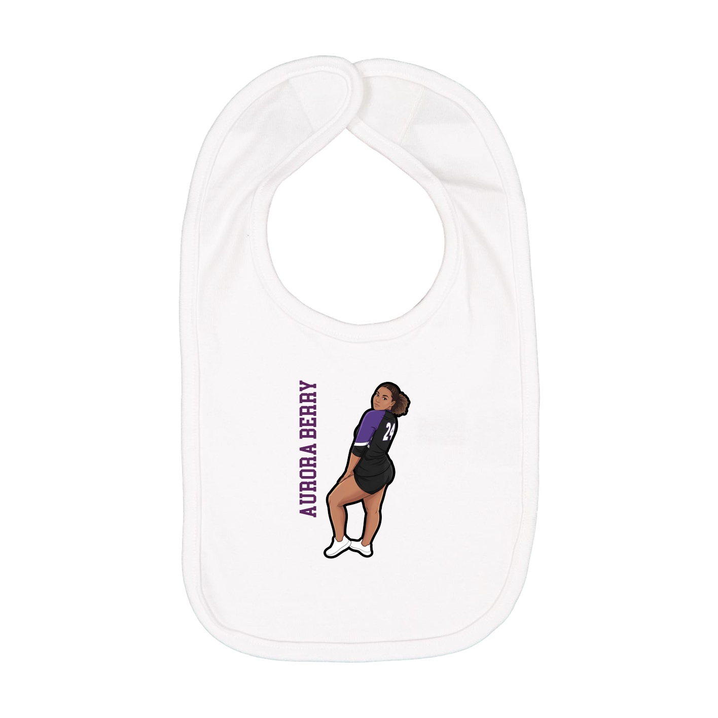 Infant Bib — Name Vertical in White