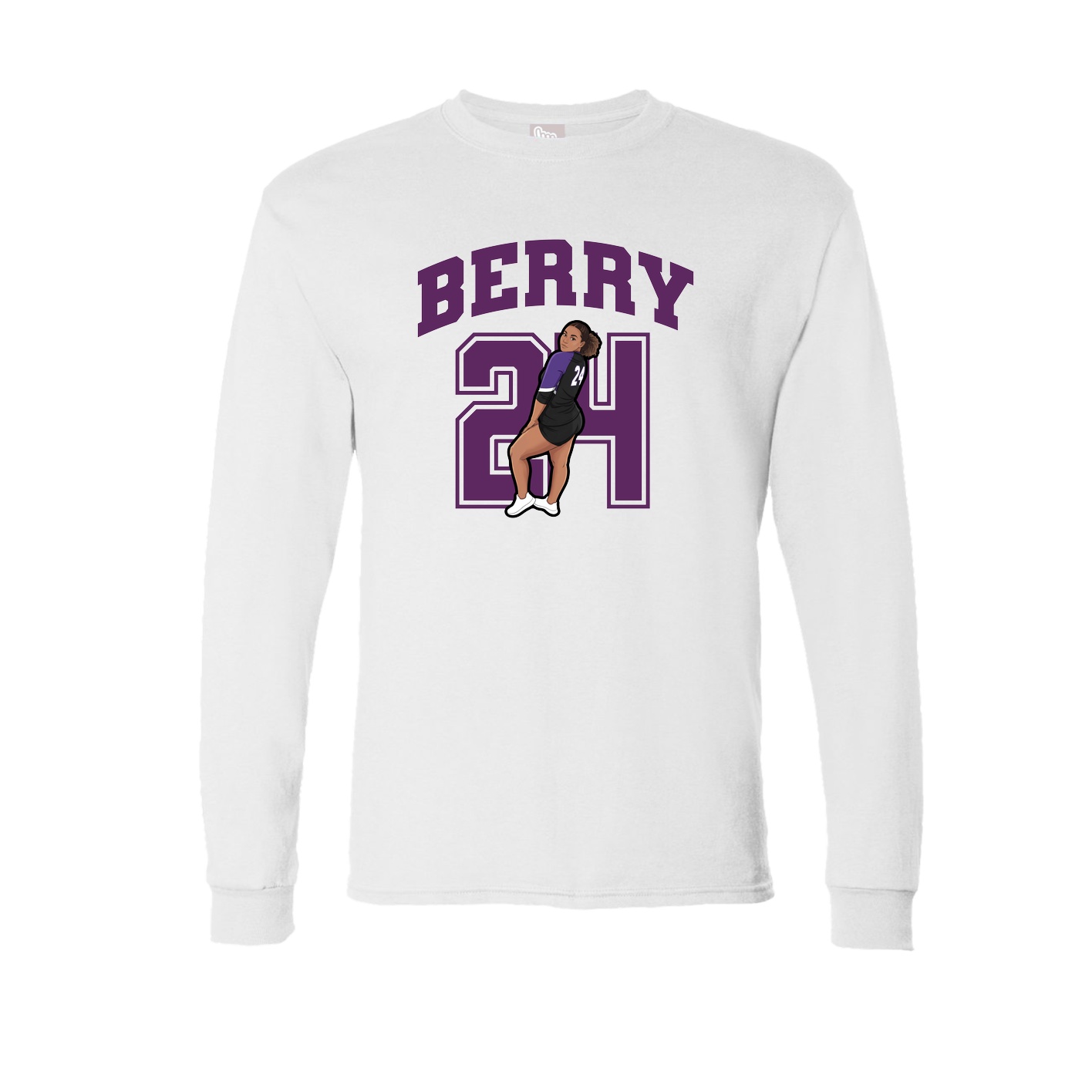 Long Sleeve Tee — Number in White