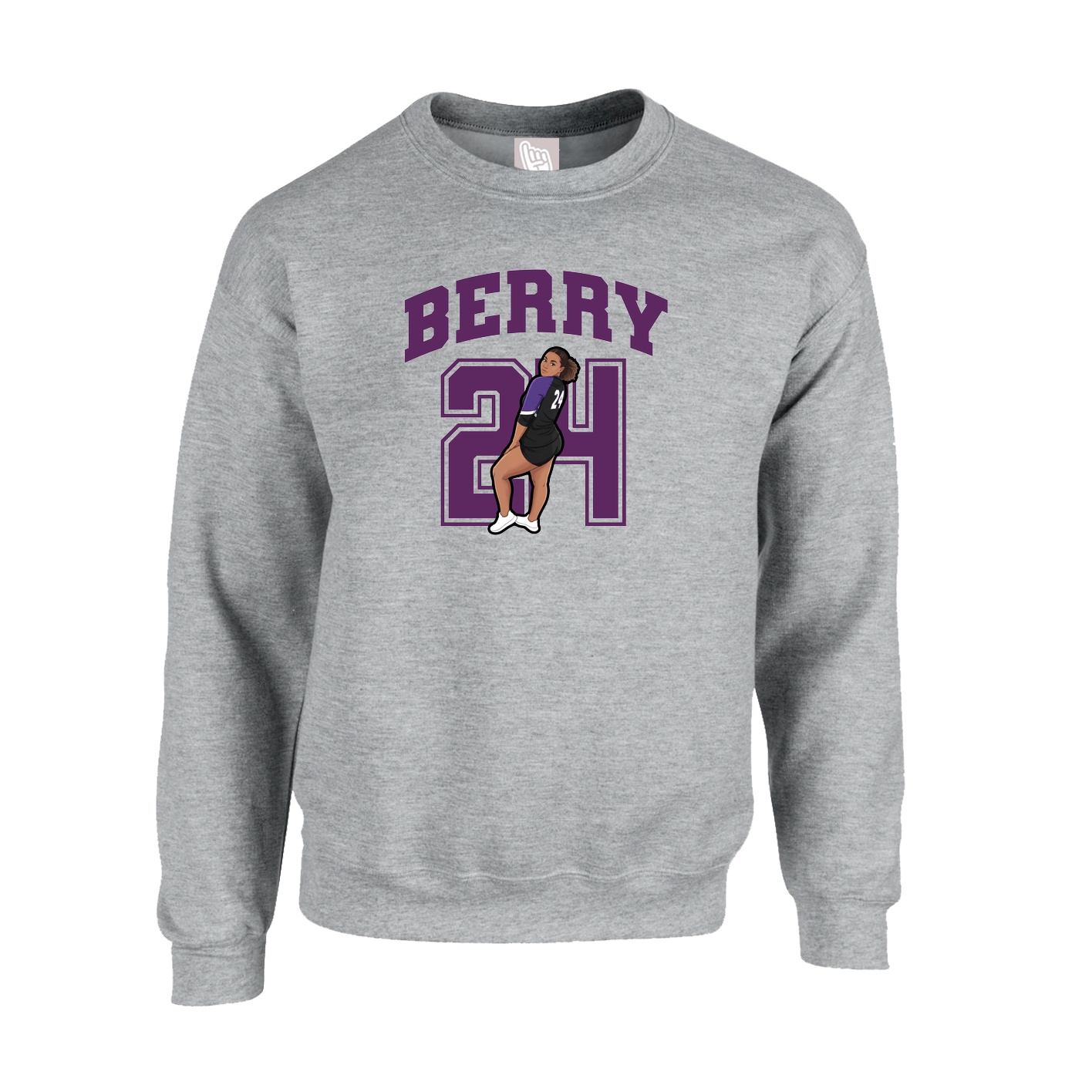 Fleece Crew — Number in Grey