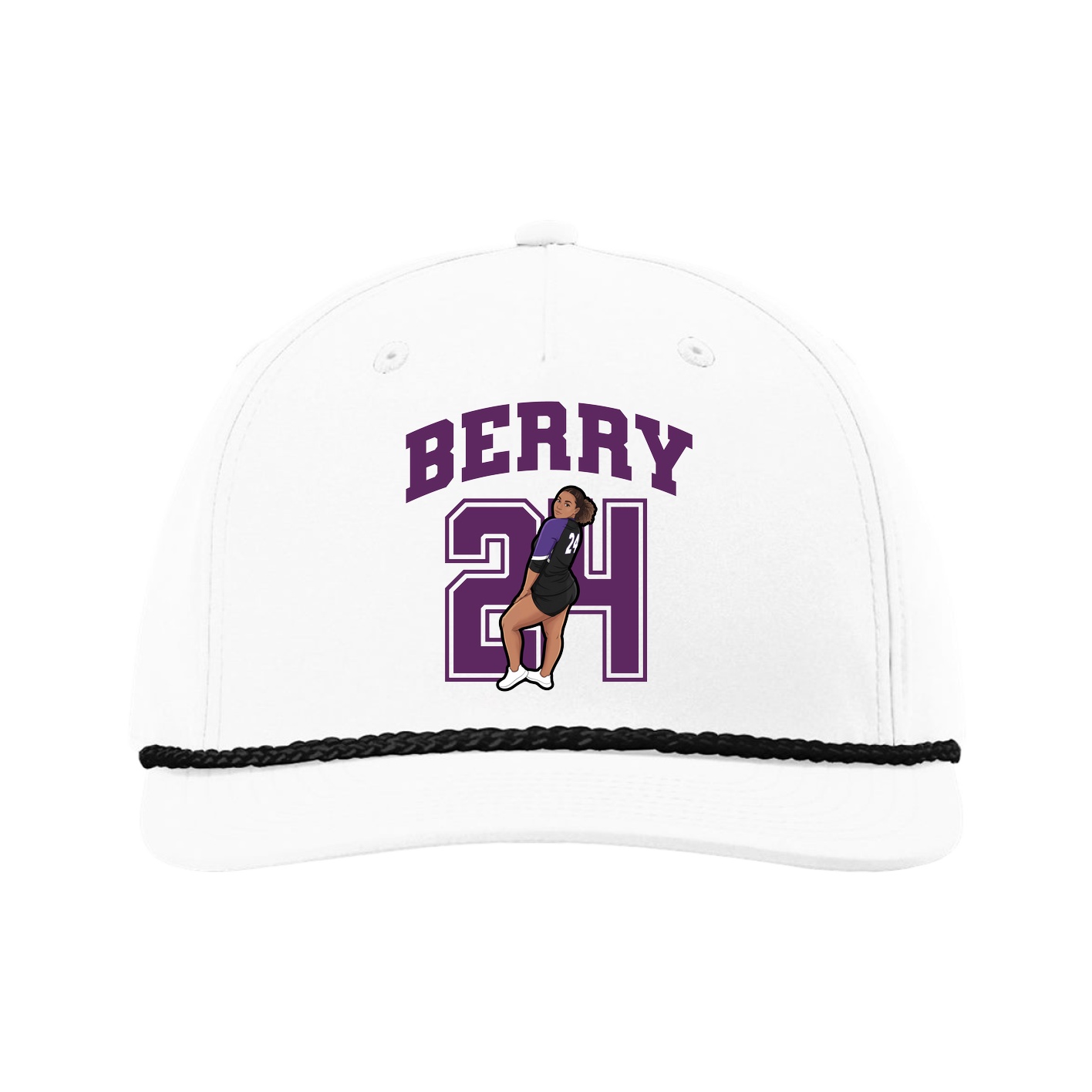 Five-Panel Classic Rope Cap — Number in White
