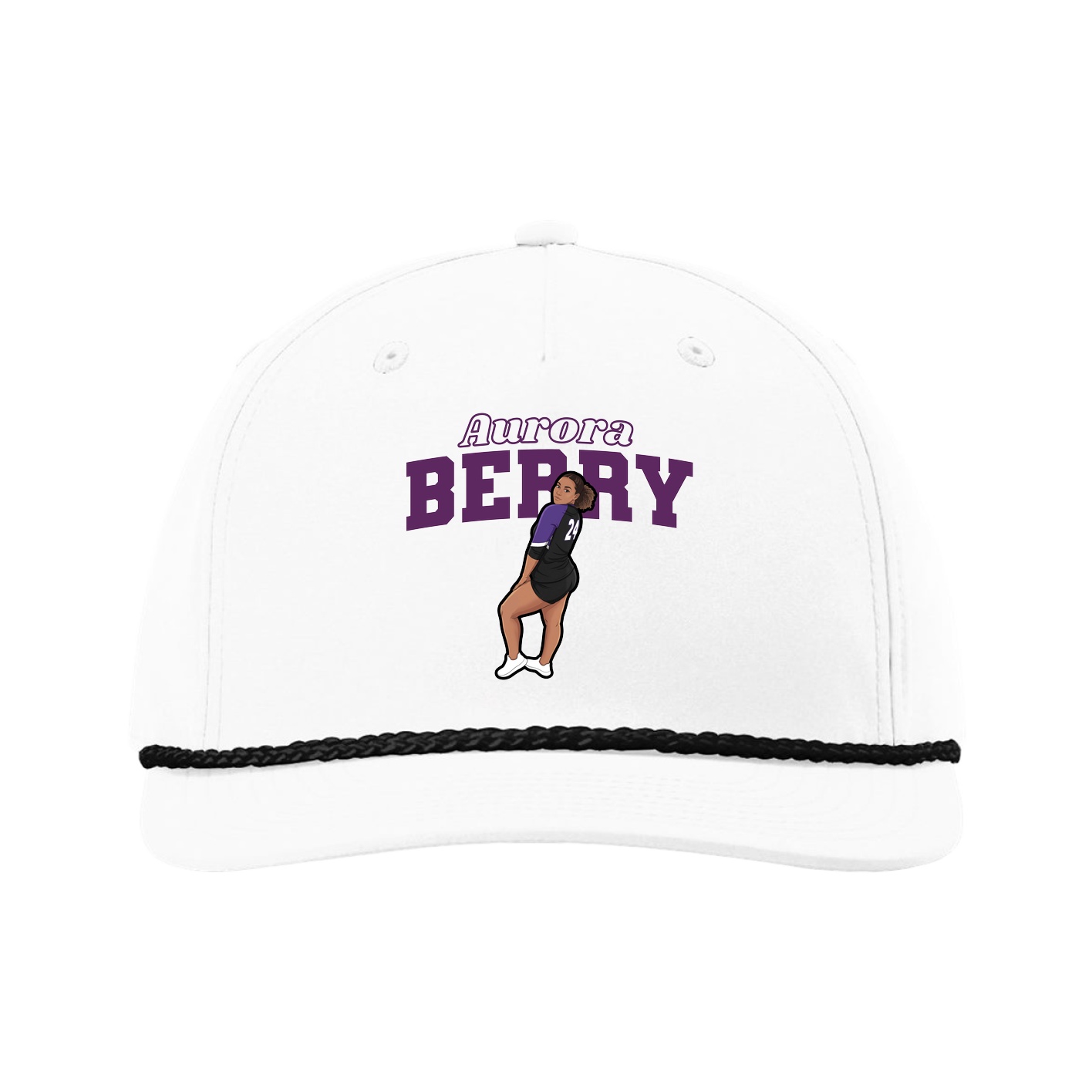 Five-Panel Classic Rope Cap — Name Arch in White