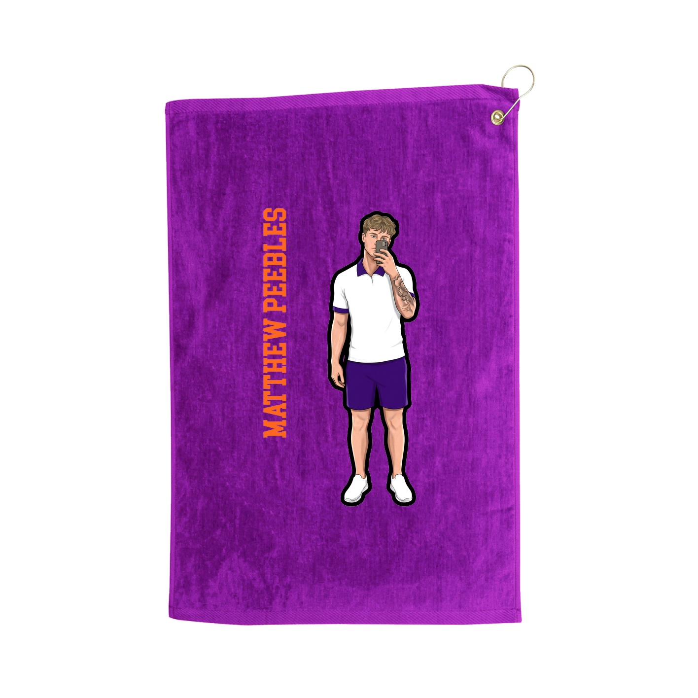 Golf Towel — Name Vertical in Purple