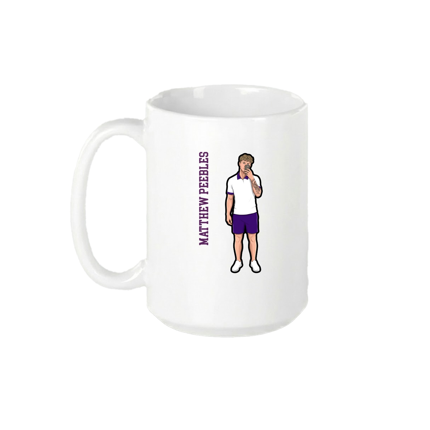 15oz Coffee Mug — Name Vertical in White