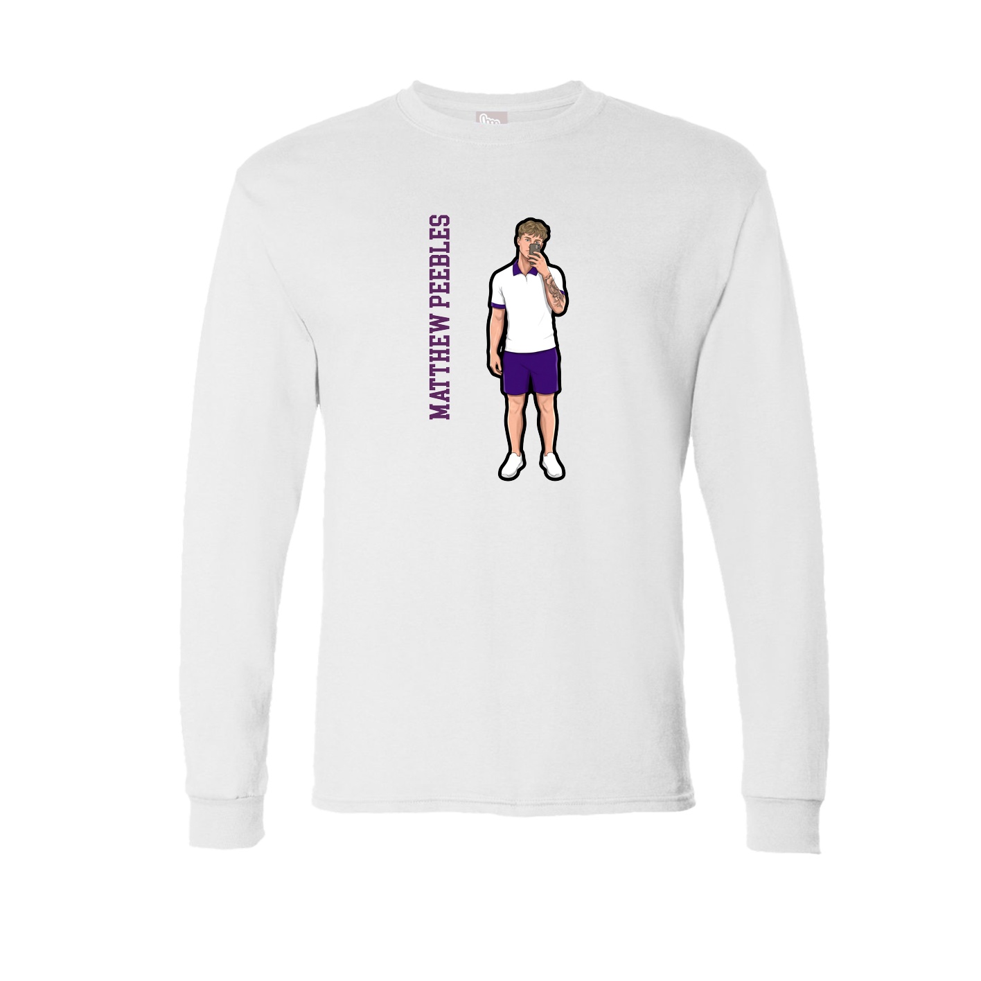 Long Sleeve Tee — Name Vertical in White