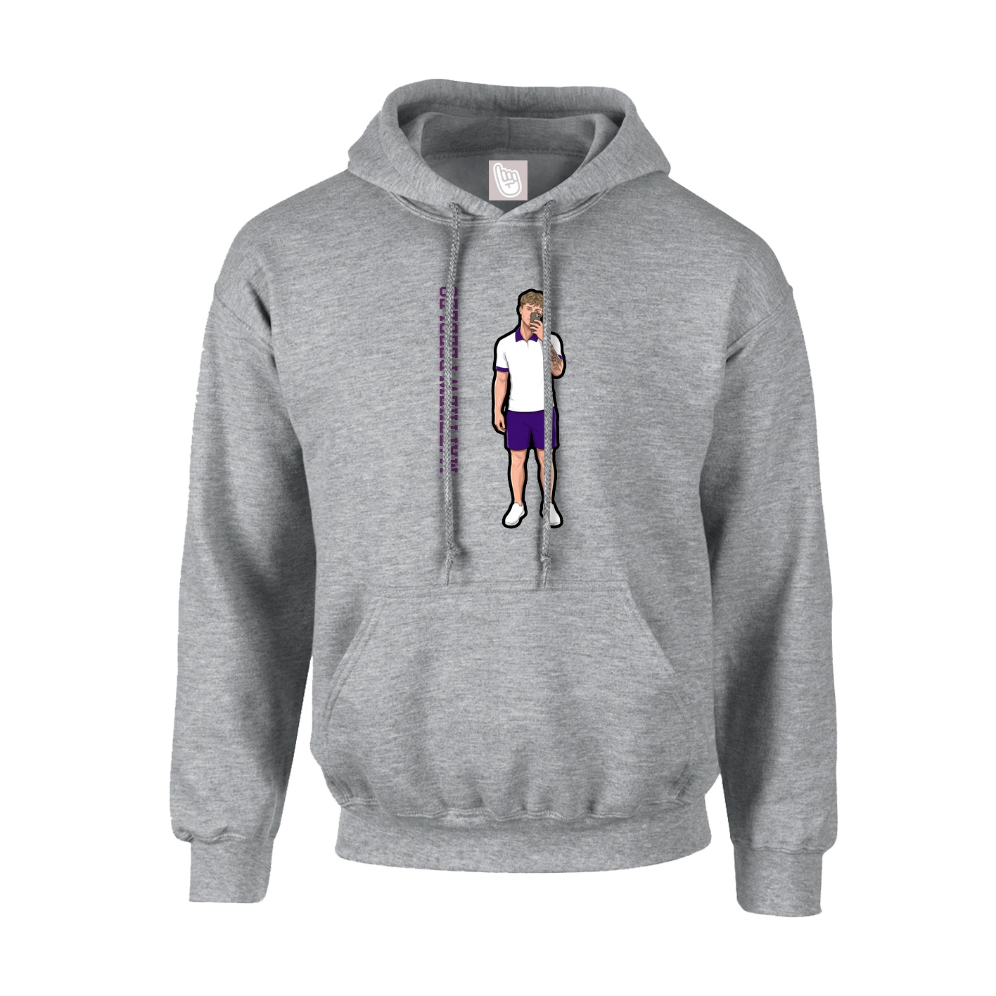 Hoodie — Name Vertical in Grey