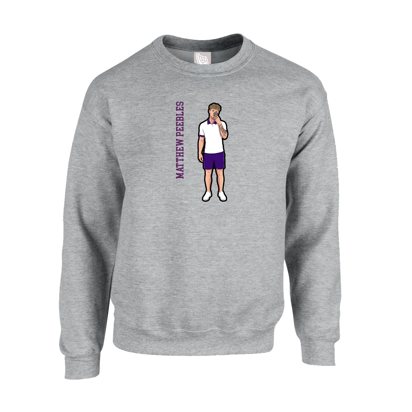 Fleece Crew — Name Vertical in Grey