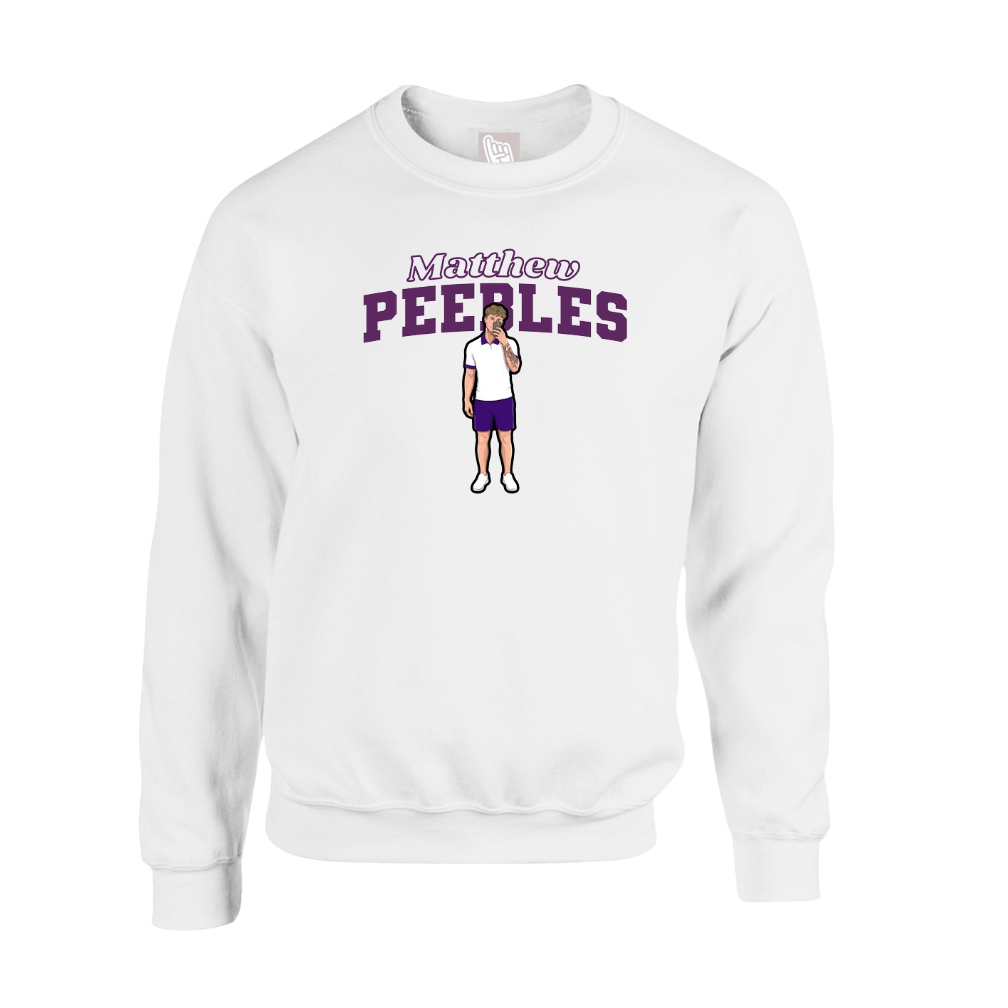 Fleece Crew — Name Arch in White