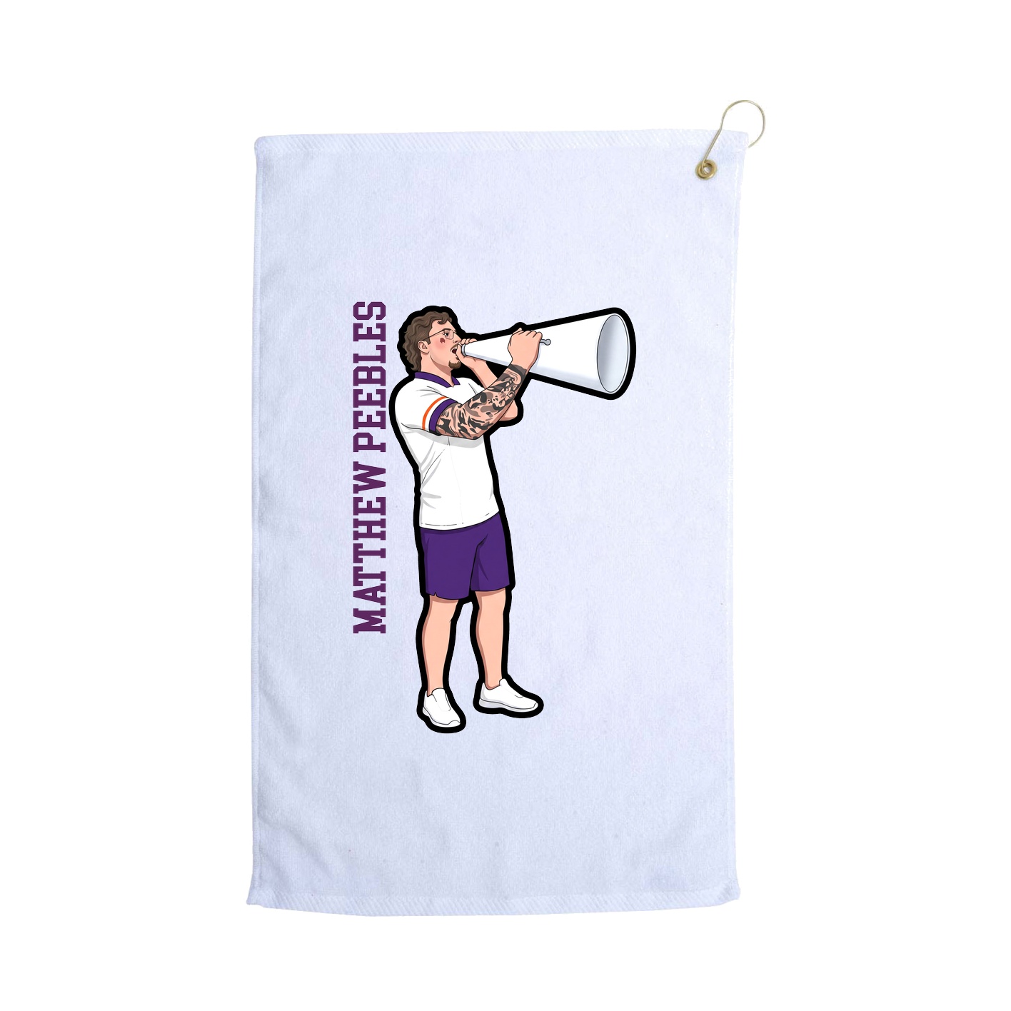 Golf Towel — Name Vertical in White