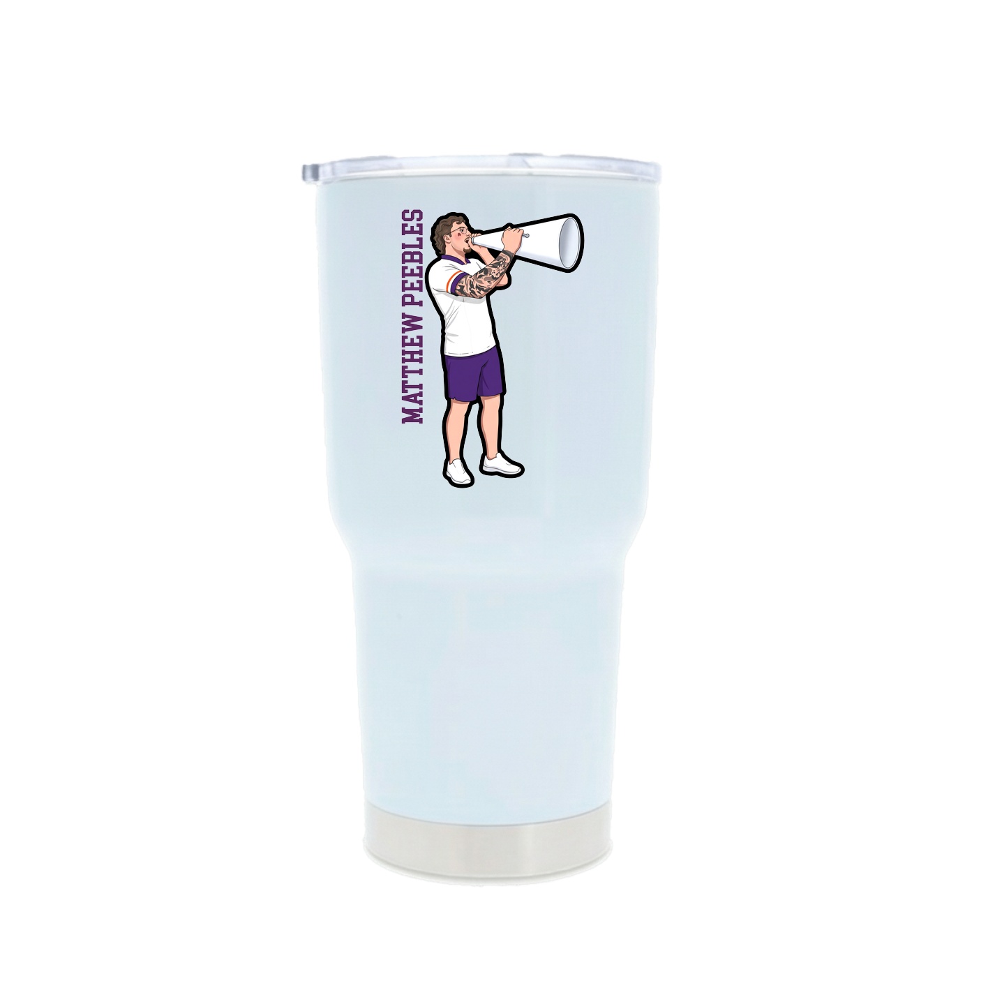 30oz Stainless Steel Tumbler — Name Vertical in White