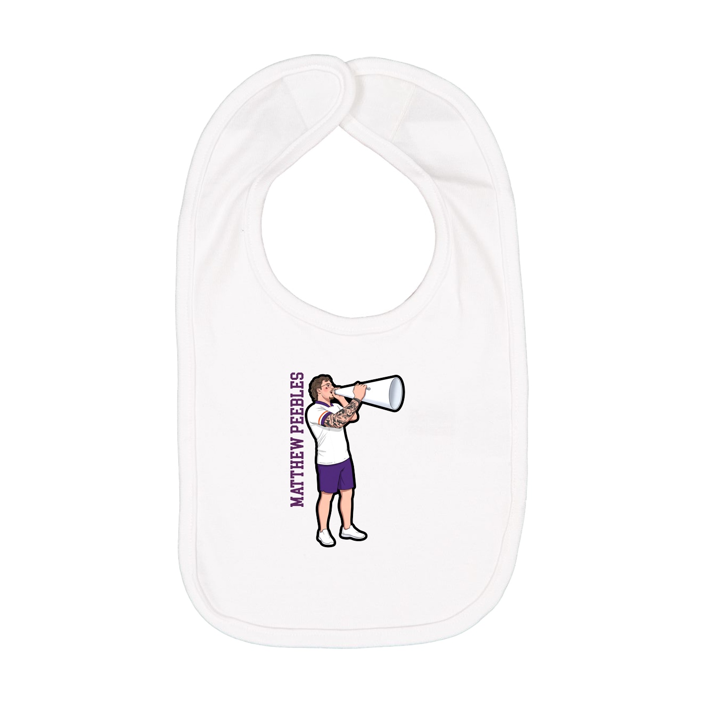 Infant Bib — Name Vertical in White