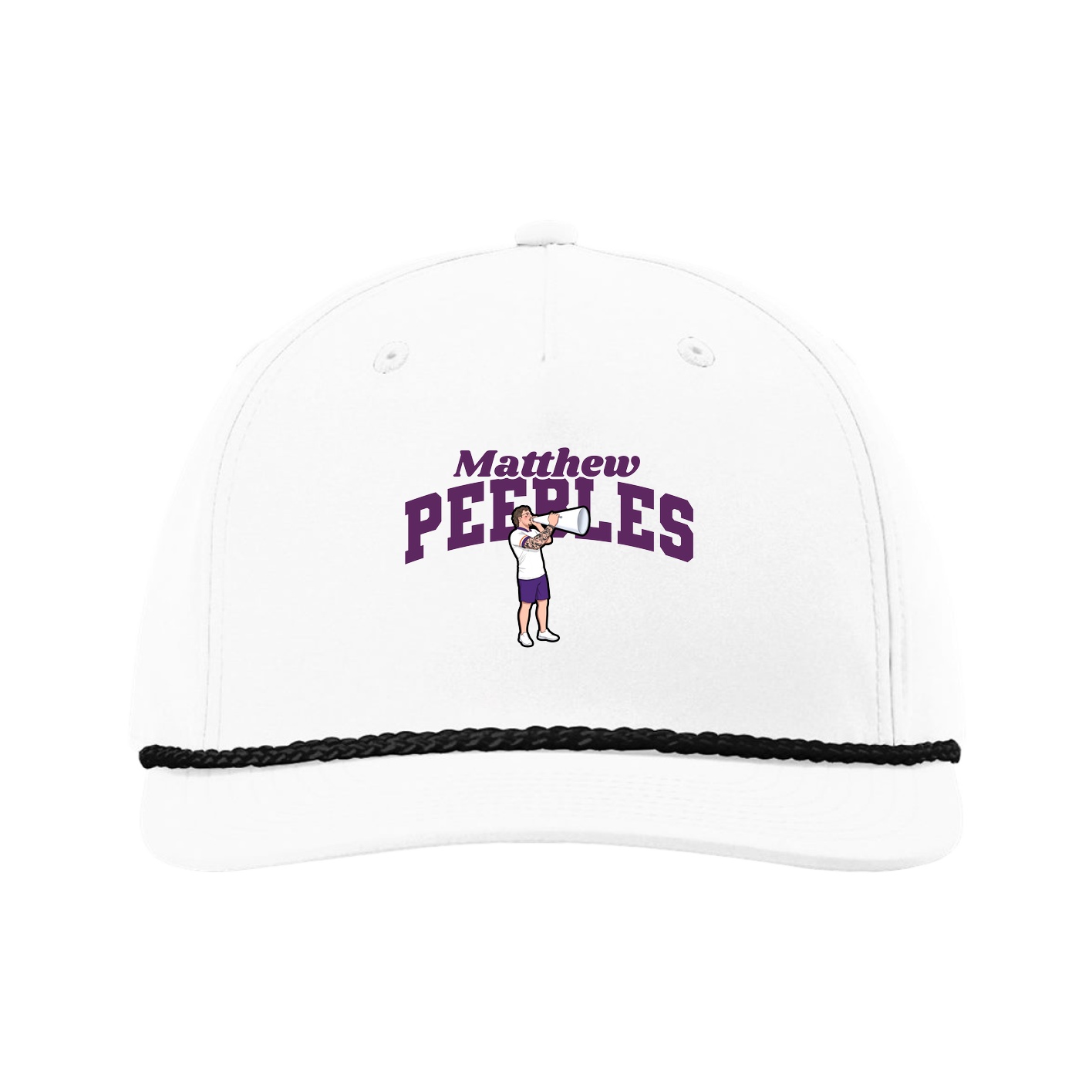 Five-Panel Classic Rope Cap — Signature Arch in White