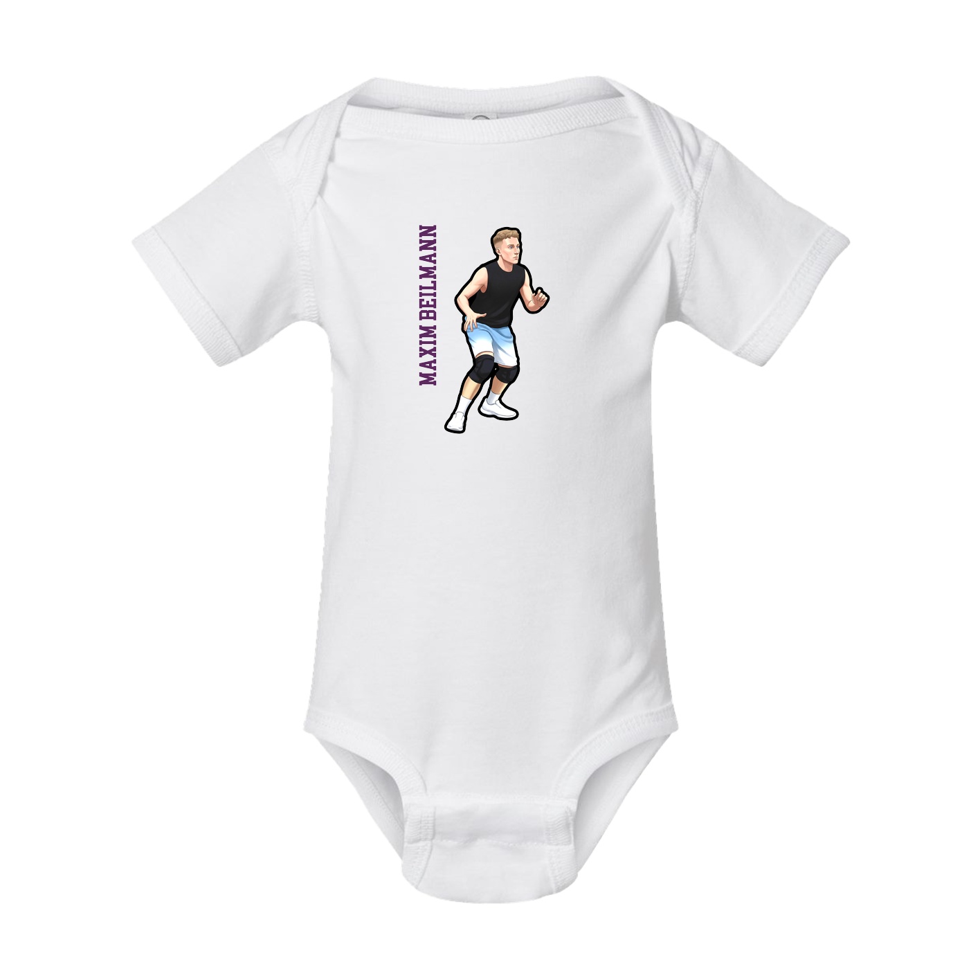 Baby Onesie — Name Vertical in White