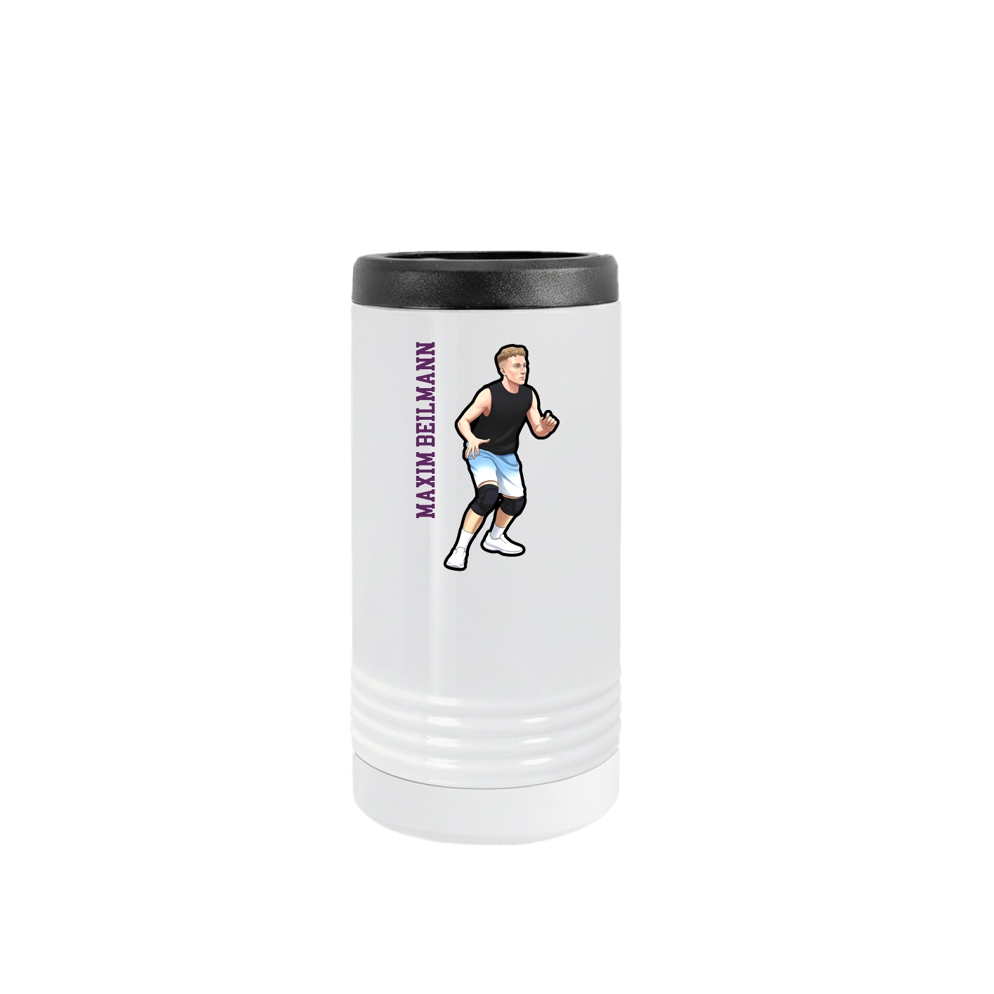 Slim Beverage Holder — Name Vertical in White