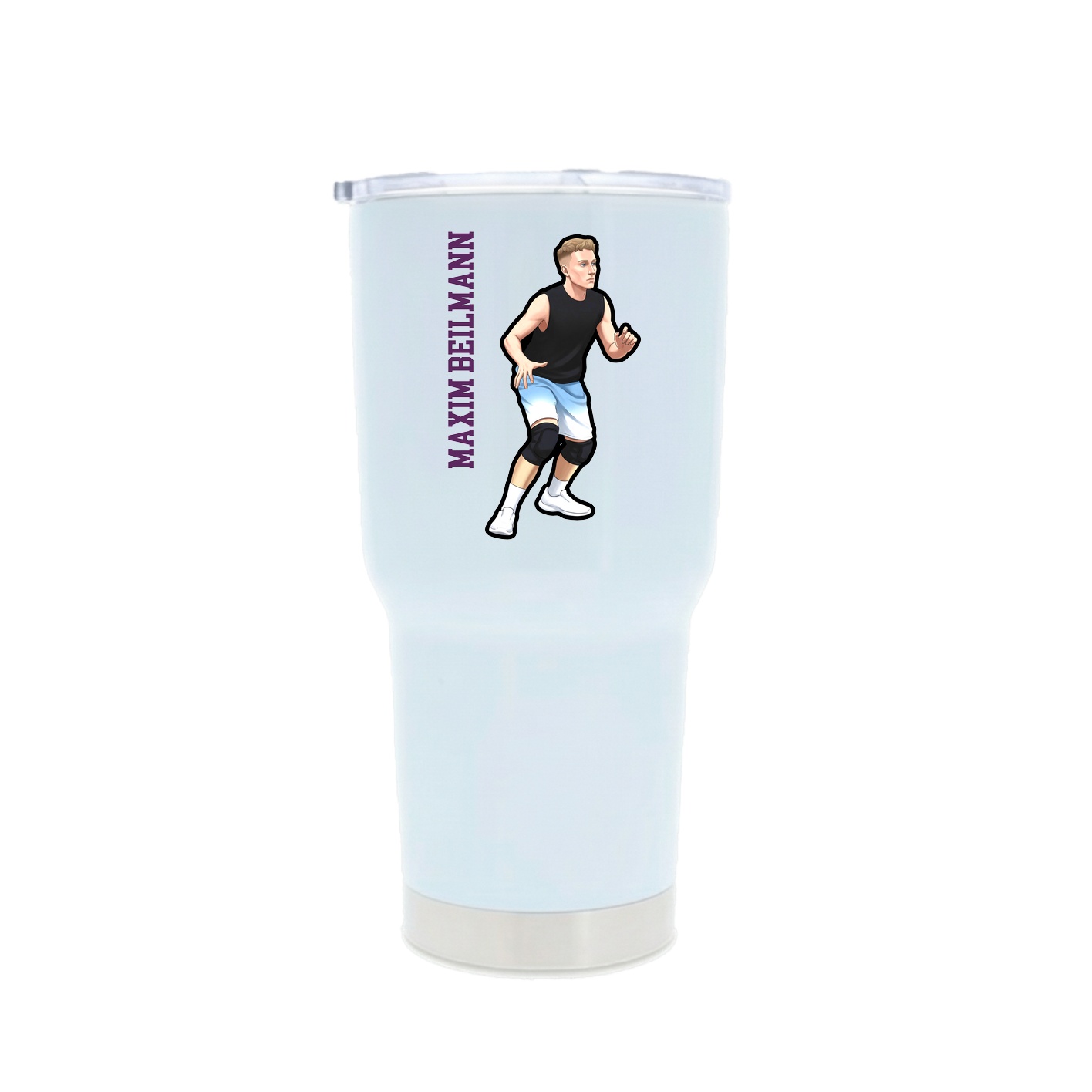 30oz Stainless Steel Tumbler — Name Vertical in White