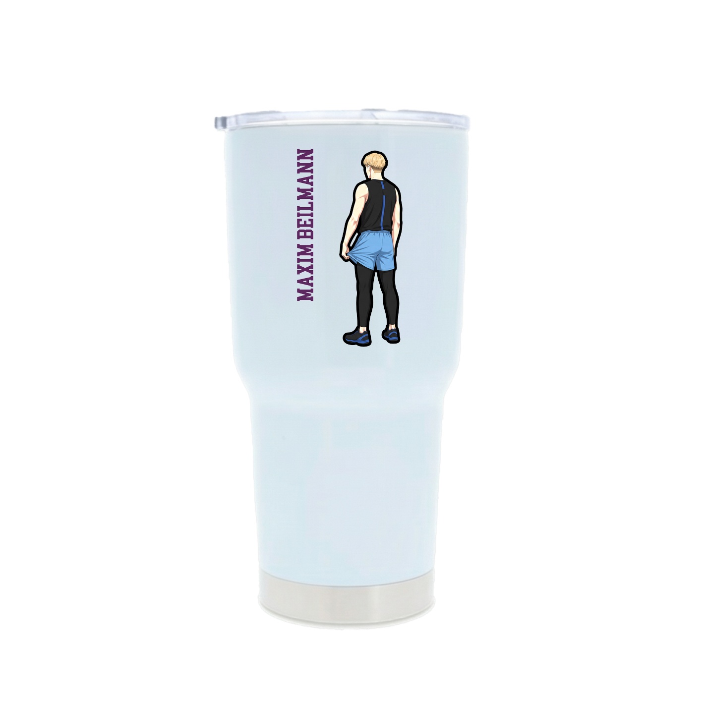 30oz Stainless Steel Tumbler — Name Vertical in White