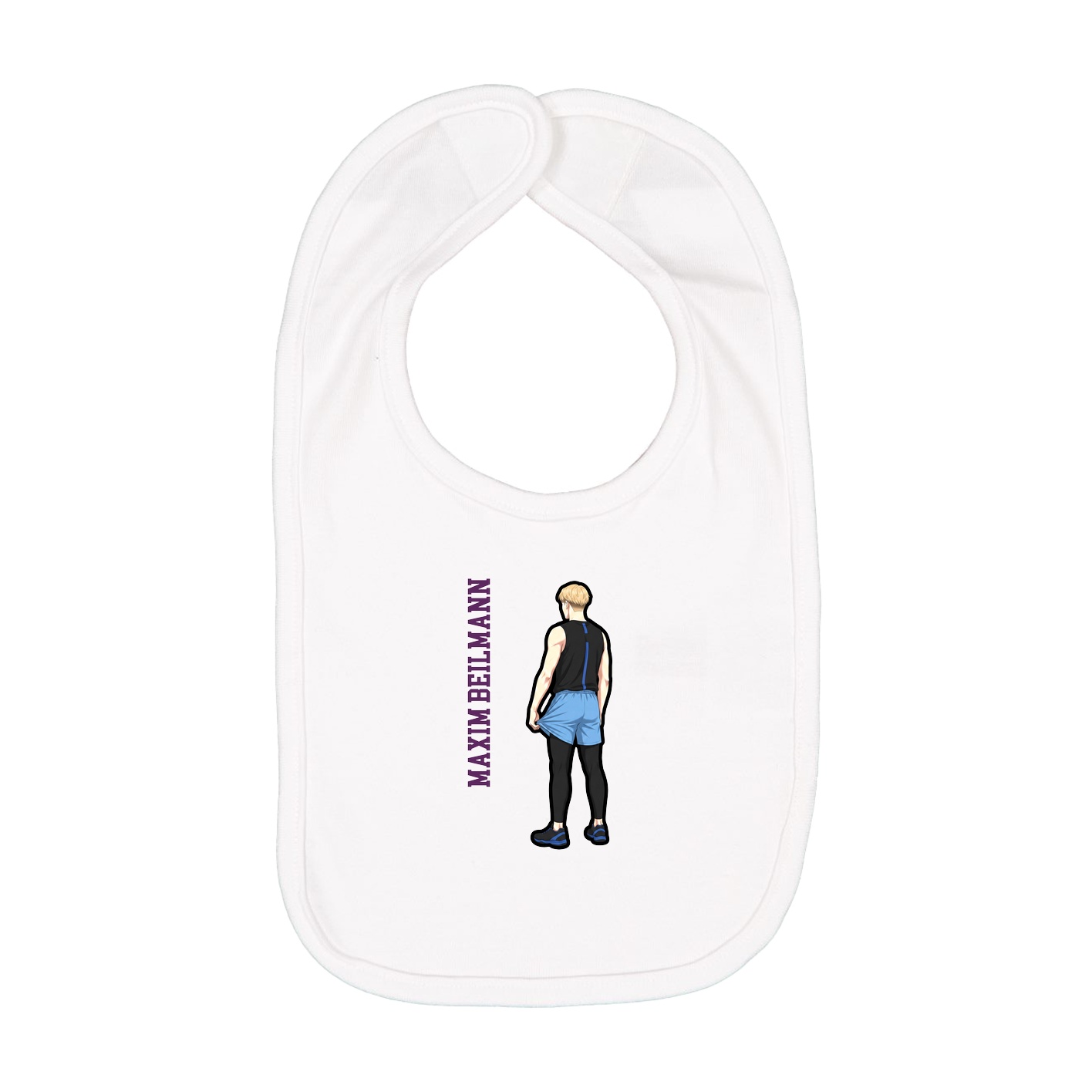 Infant Bib — Name Vertical in White