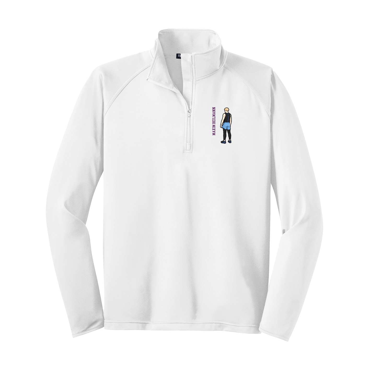 Q-Zip Pullover — Name Vertical in White