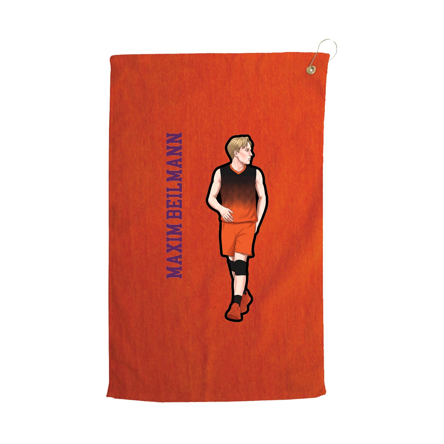 Golf Towel — Name Vertical in Orange