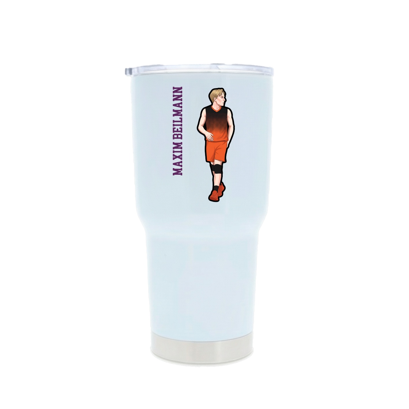 30oz Stainless Steel Tumbler — Name Vertical in White
