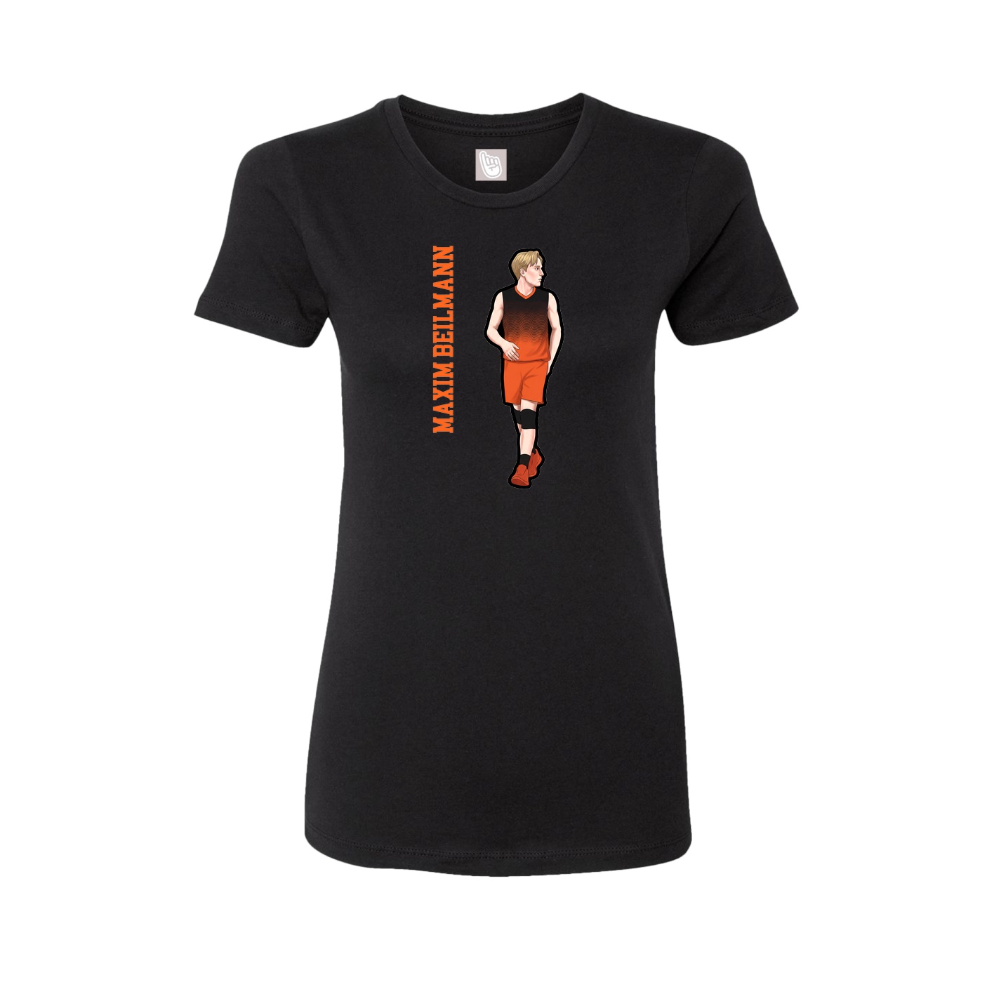 Fitted Women's Tee — Name Vertical in Black