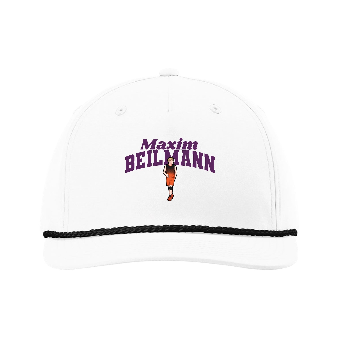 Five-Panel Classic Rope Cap — Signature Arch in White