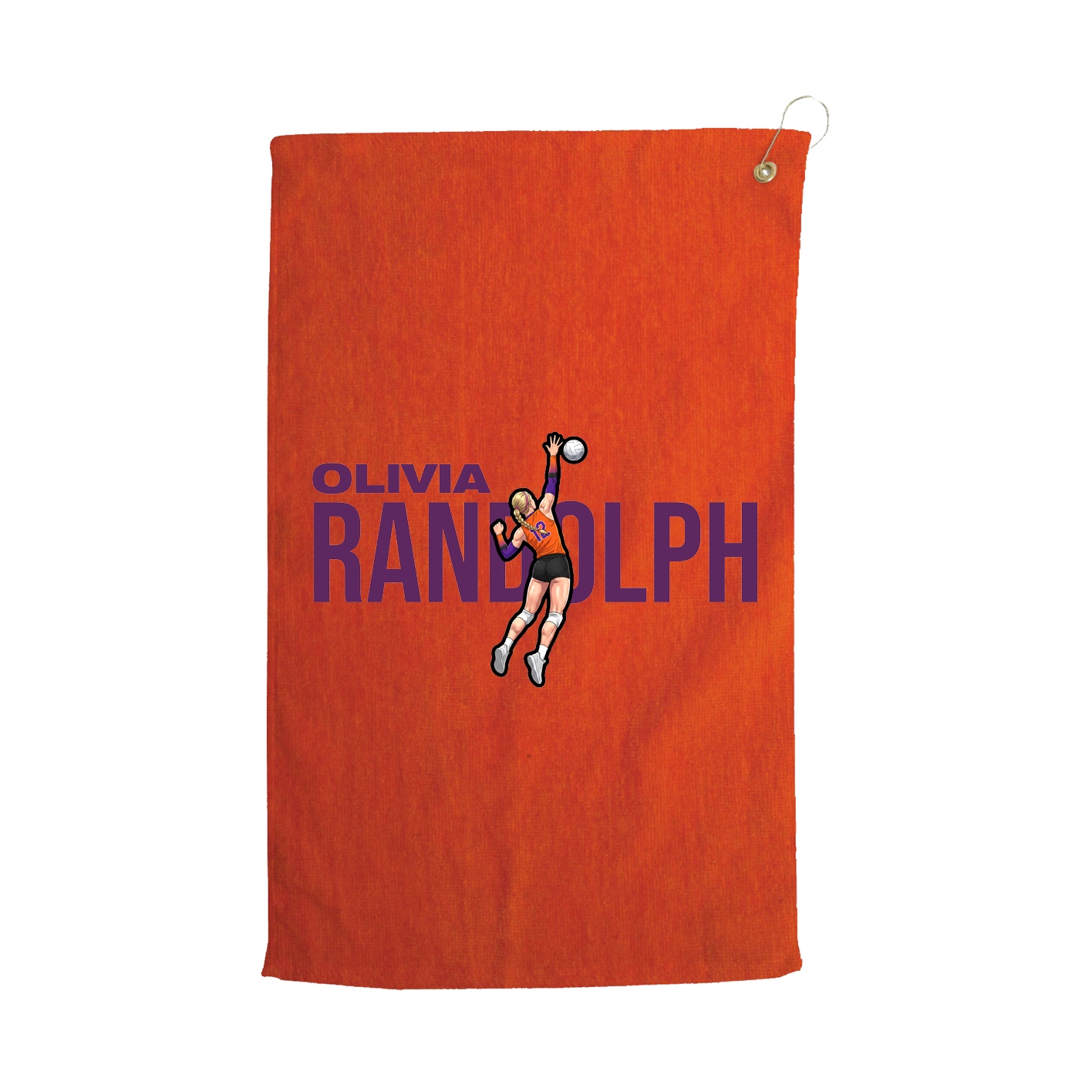 Golf Towel — Player Name in Orange
