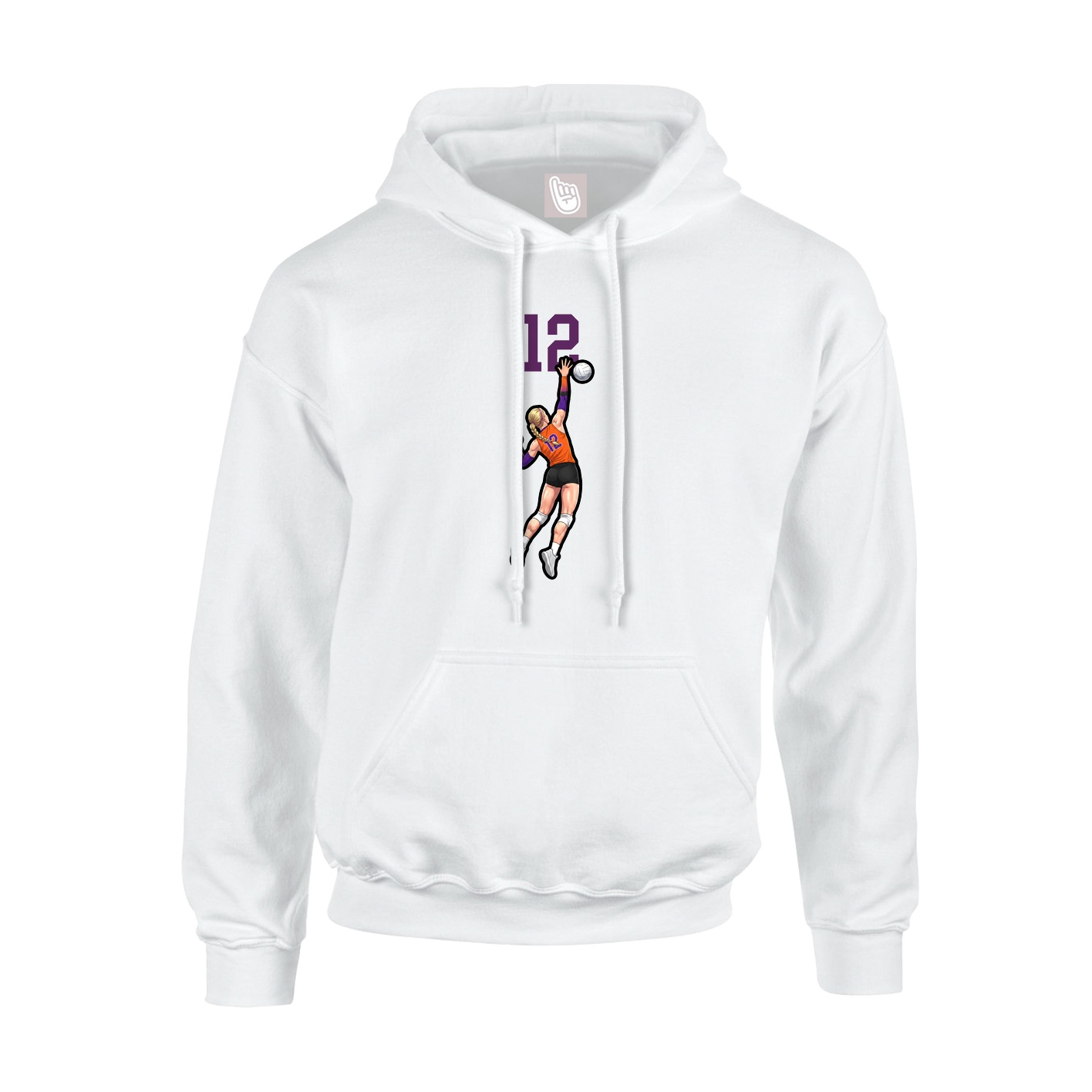 Youth Hoodie — Number Top in White