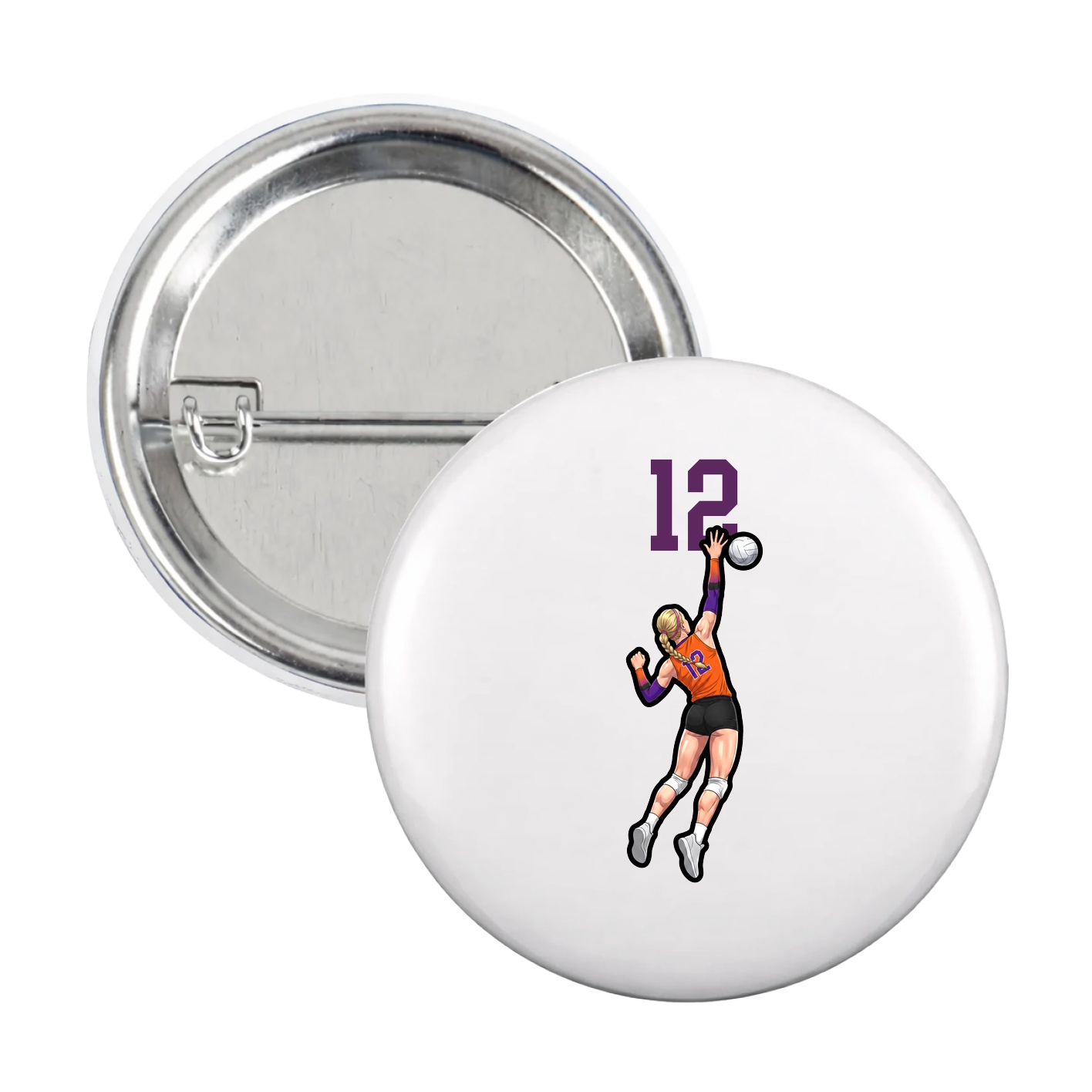 Game Day Button — Number Top in White