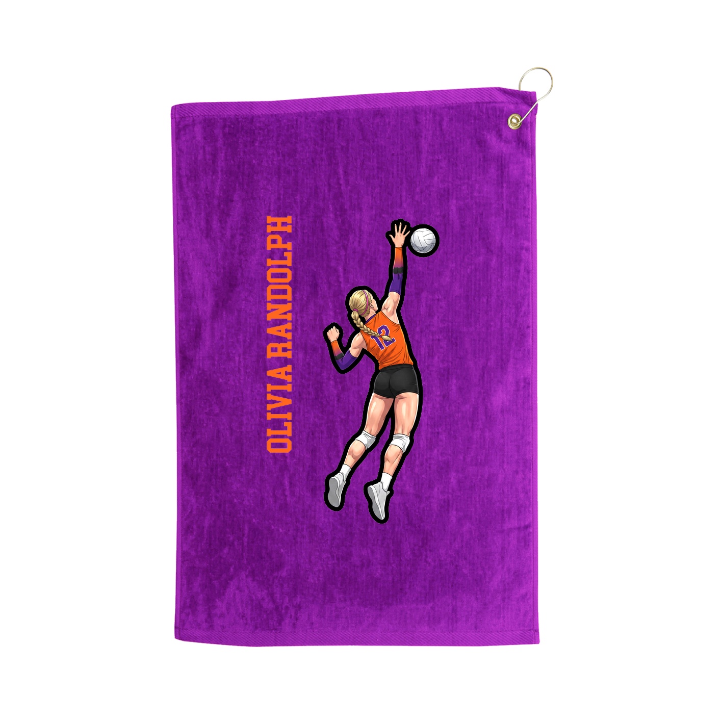 Golf Towel — Name Vertical in Purple