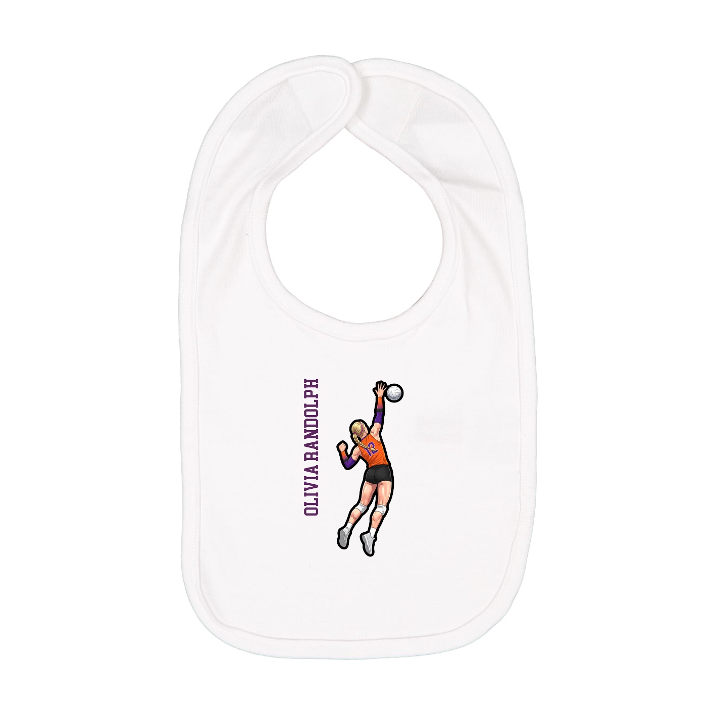 Infant Bib — Name Vertical in White
