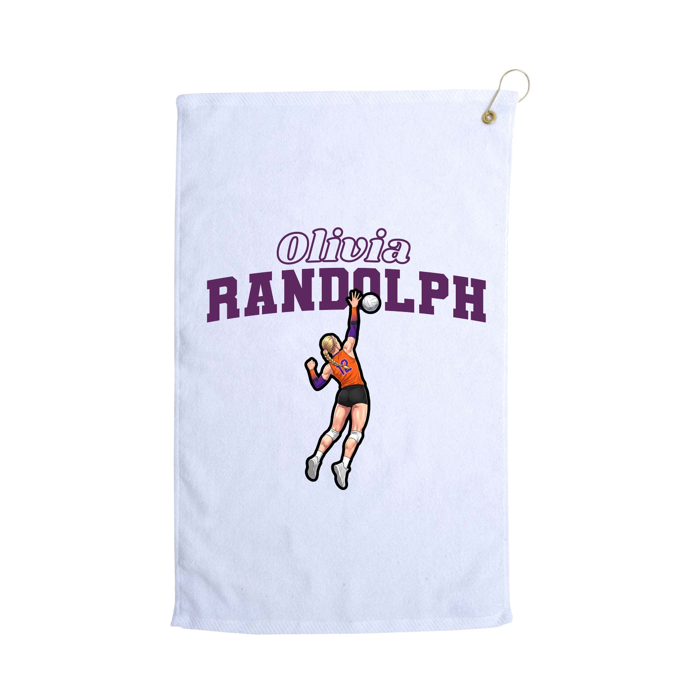 Golf Towel — Name Arch in White