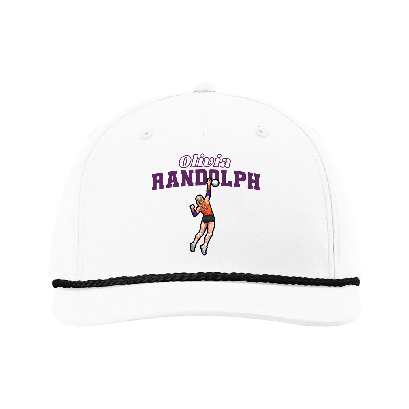 Five-Panel Classic Rope Cap — Name Arch in White