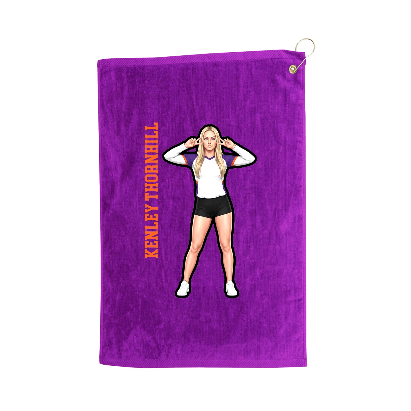 Golf Towel — Name Vertical in Purple