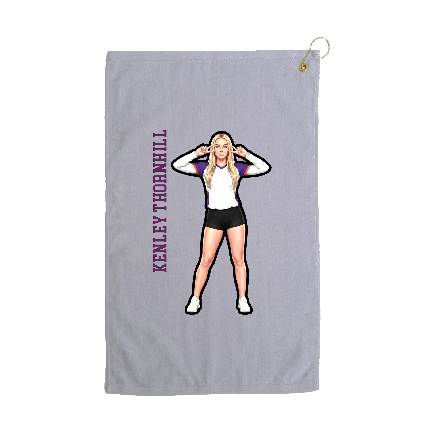 Golf Towel — Name Vertical in Grey