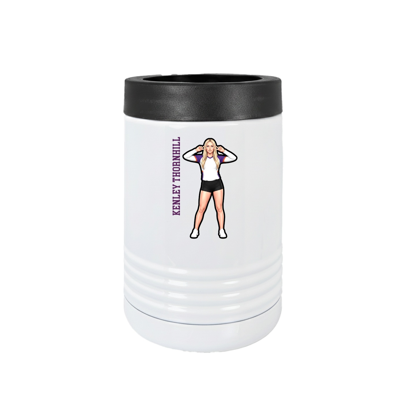 Beverage Holder — Name Vertical in White