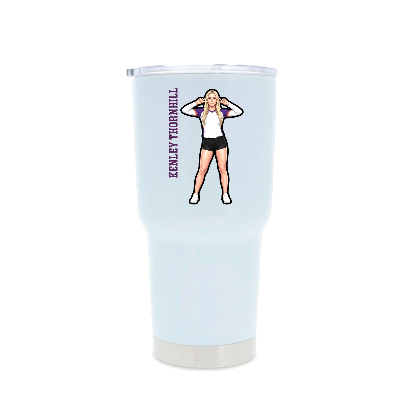 30oz Stainless Steel Tumbler — Name Vertical in White