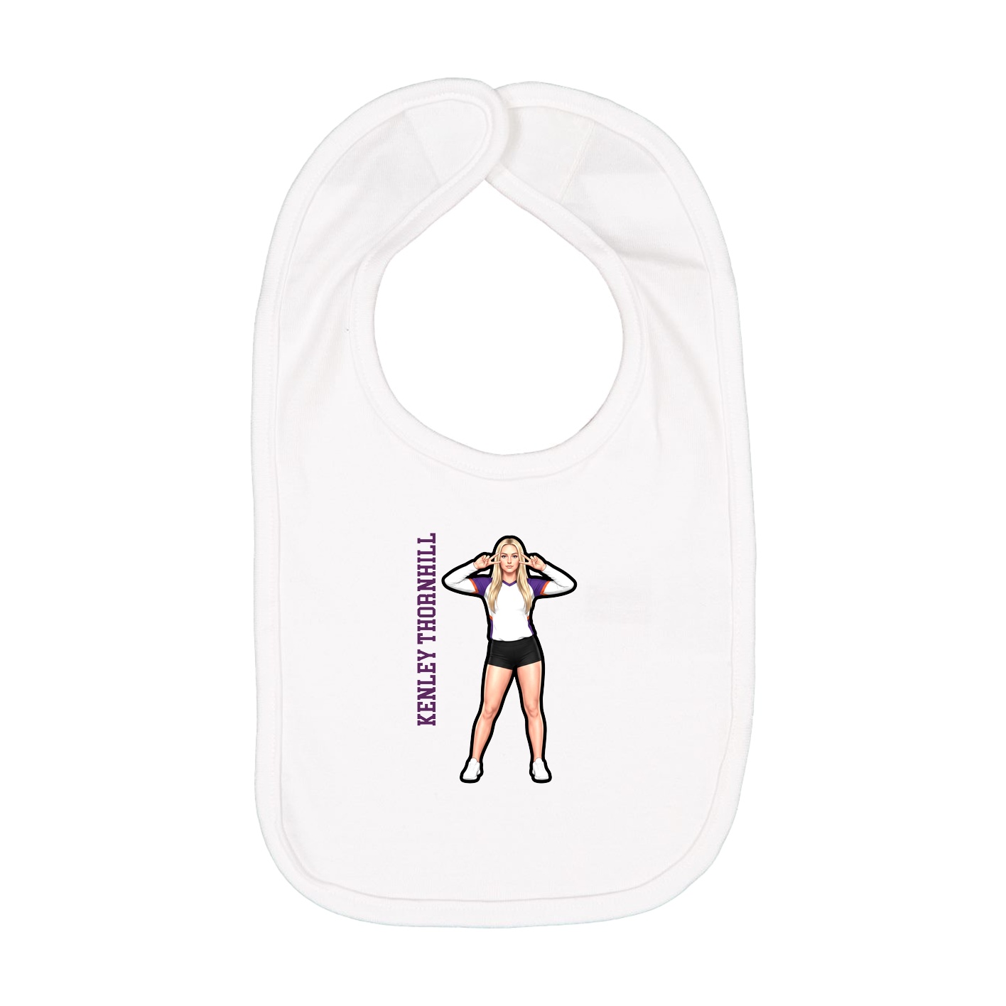 Infant Bib — Name Vertical in White