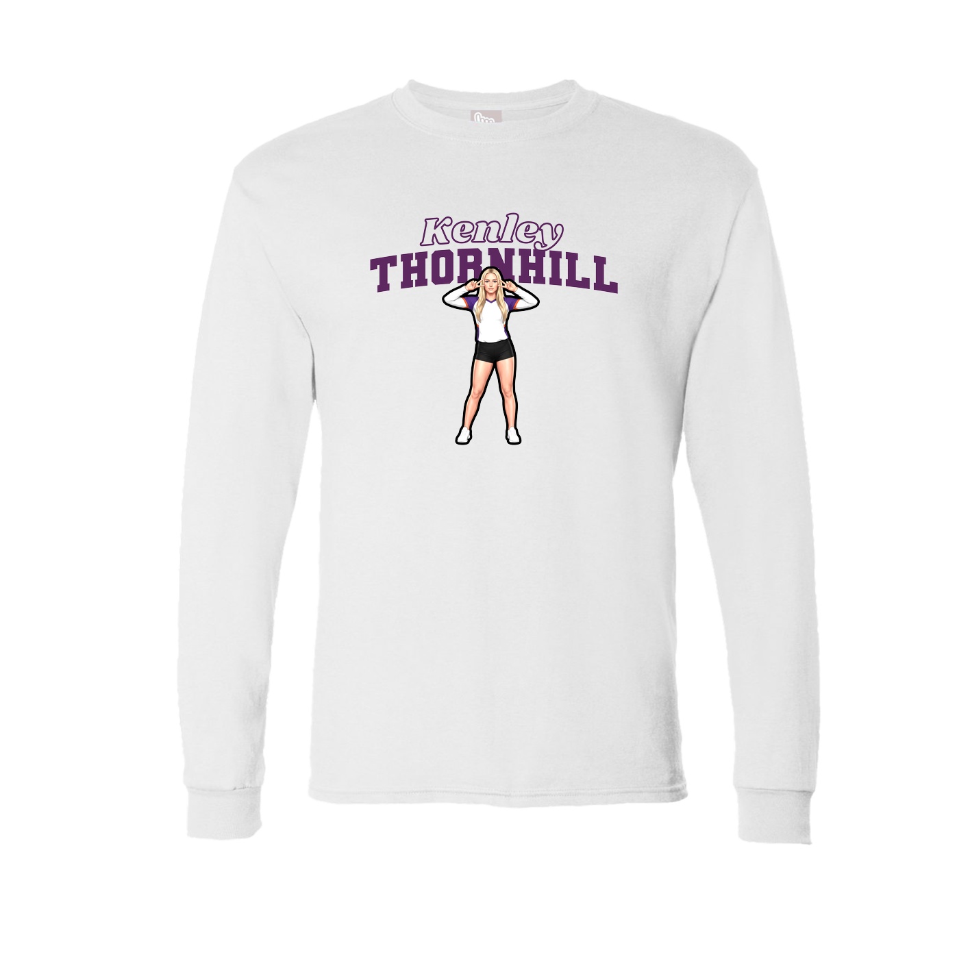Long Sleeve Tee — Name Arch in White