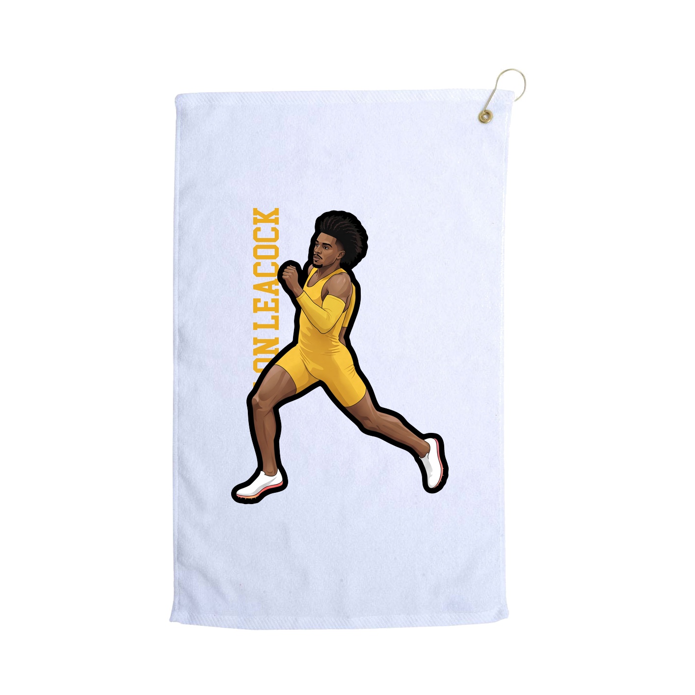Golf Towel — Name Vertical in White